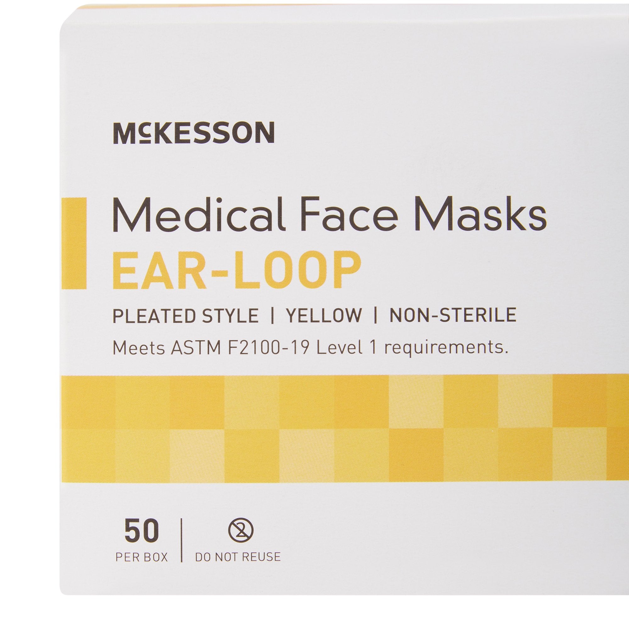 Procedure Mask McKesson Pleated Earloops One Size Fits Most Yellow NonSterile ASTM Level 1 Adult