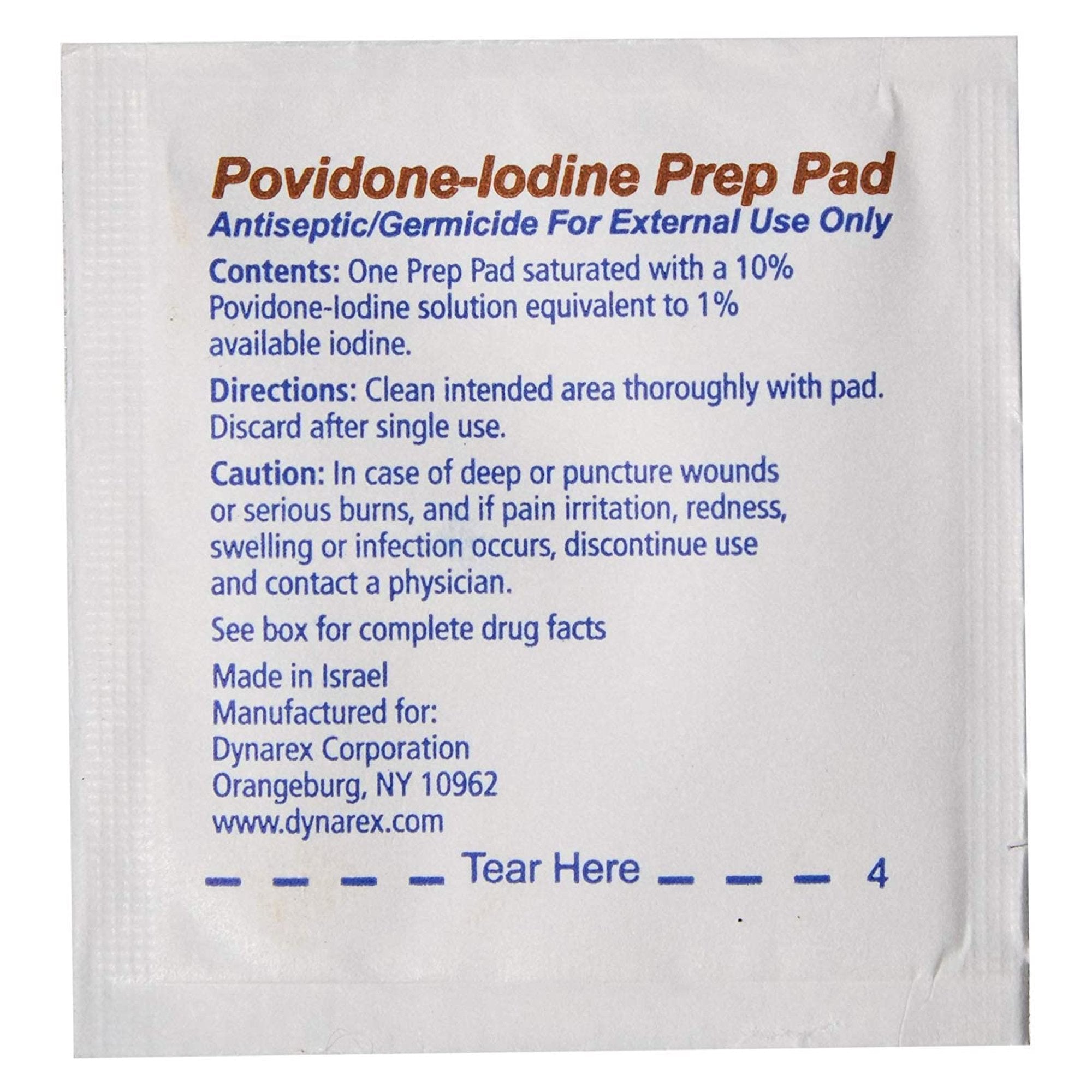 PVP Prep Pad Dynarex 10% Strength Povidone-Iodine Individual Packet Medium NonSterile