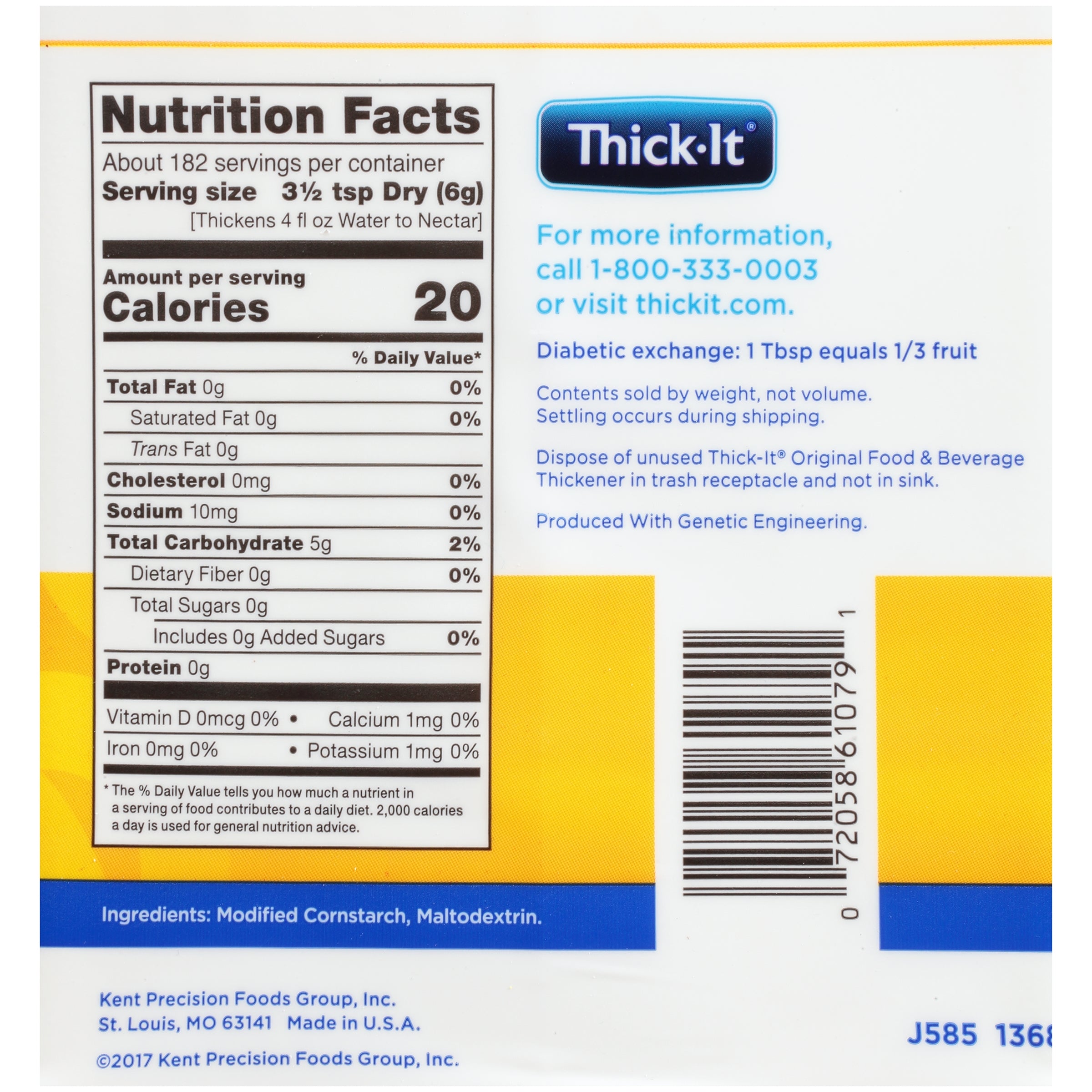Food and Beverage Thickener Thick-It Original 36 oz. Canister Unflavored Powder IDDSI Level 0 Thin