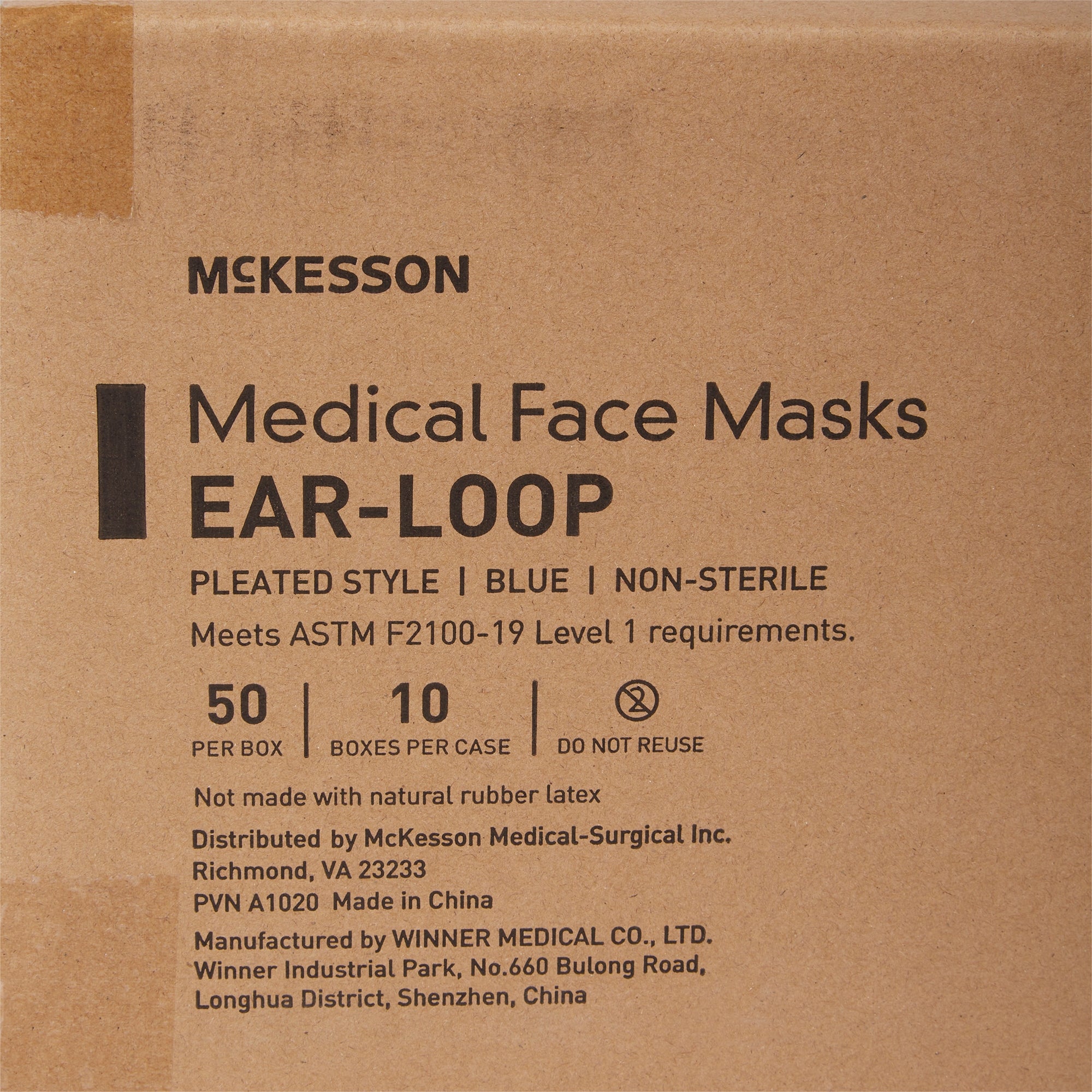 Procedure Mask McKesson Pleated Earloops One Size Fits Most Blue NonSterile ASTM Level 1 Adult