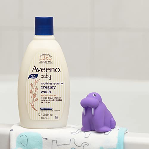 Aveeno Baby Soothing Hydration Creamy Body Wash with Natural Oatmeal for Dry & Sensitive Skin, Hypoallergenic, Fragrance, Paraben & Tear Free Formula, 8 Fl Oz