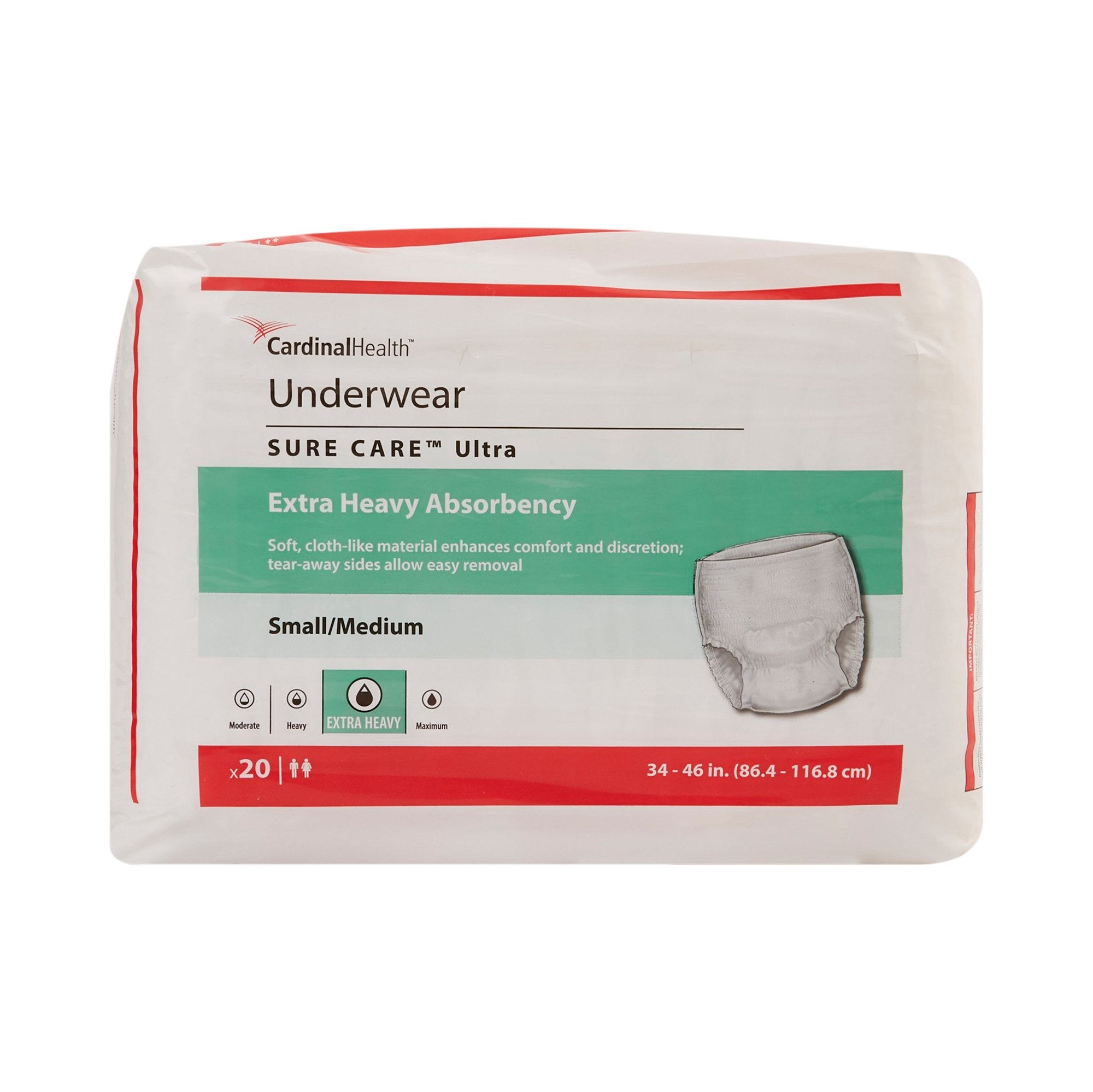 Unisex Adult Absorbent Underwear Sure Care Ultra Pull On with Tear Away Seams Medium Disposable Heavy Absorbency