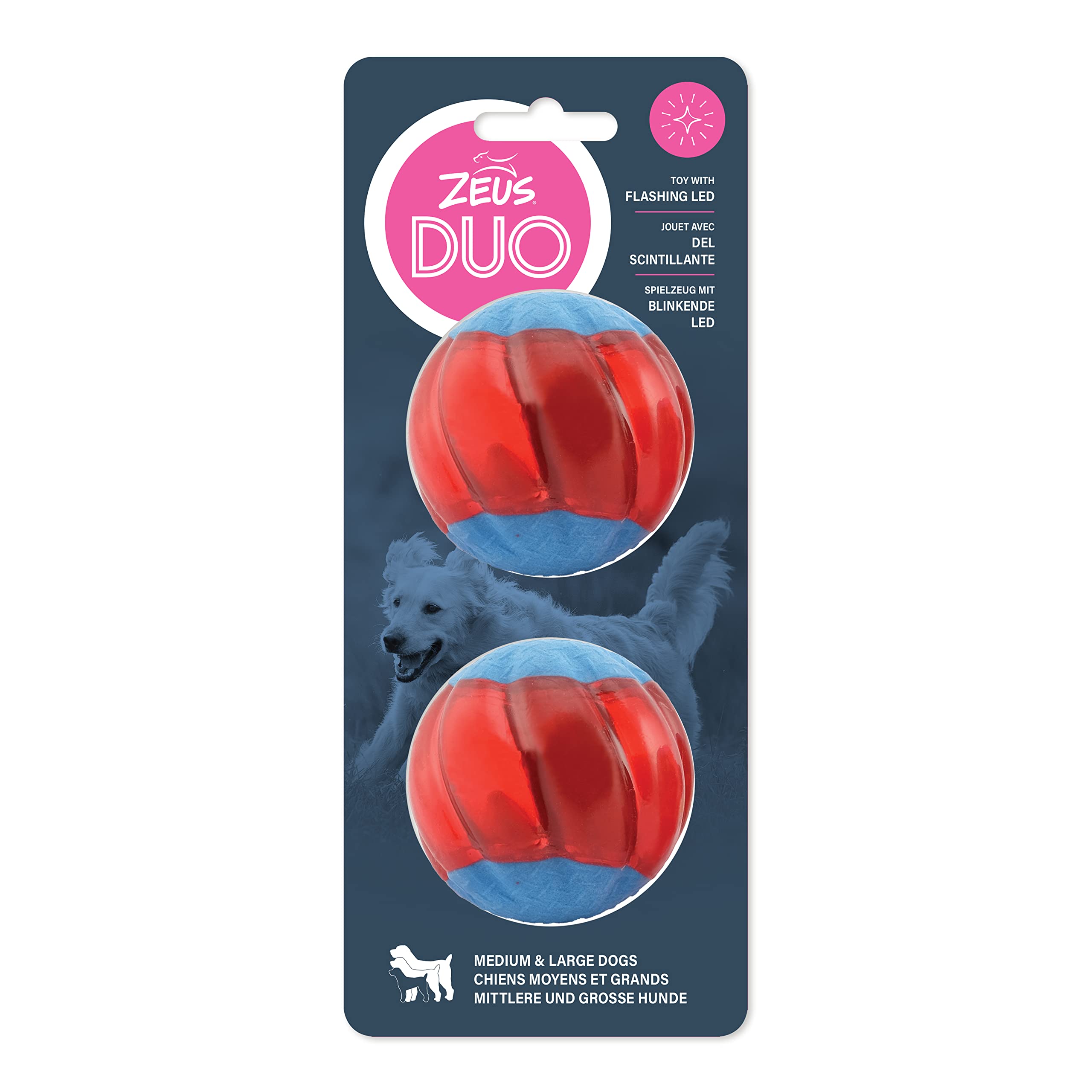 ZEUS Duo Balls with LED, Interactive Dog Toys, Large,96288