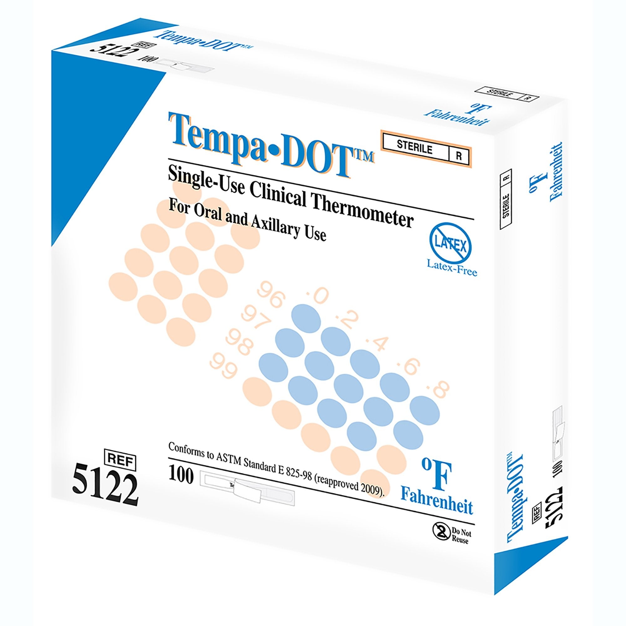 Disposable Oral Thermometer TempaDOT 99 to 104 F Color Dots Display