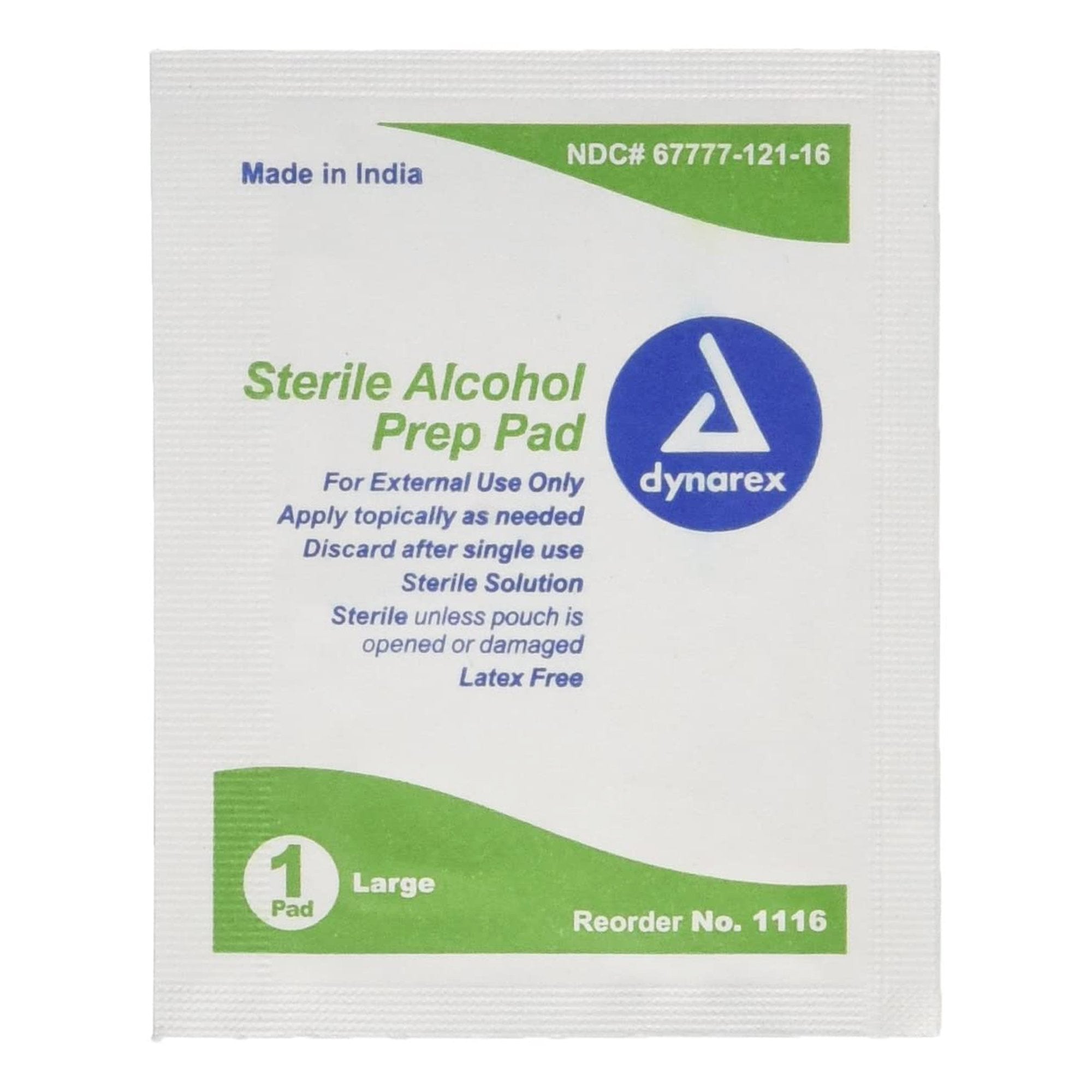 Alcohol Prep Pad Dynarex 70% Strength Isopropyl Alcohol Individual Packet Large Sterile