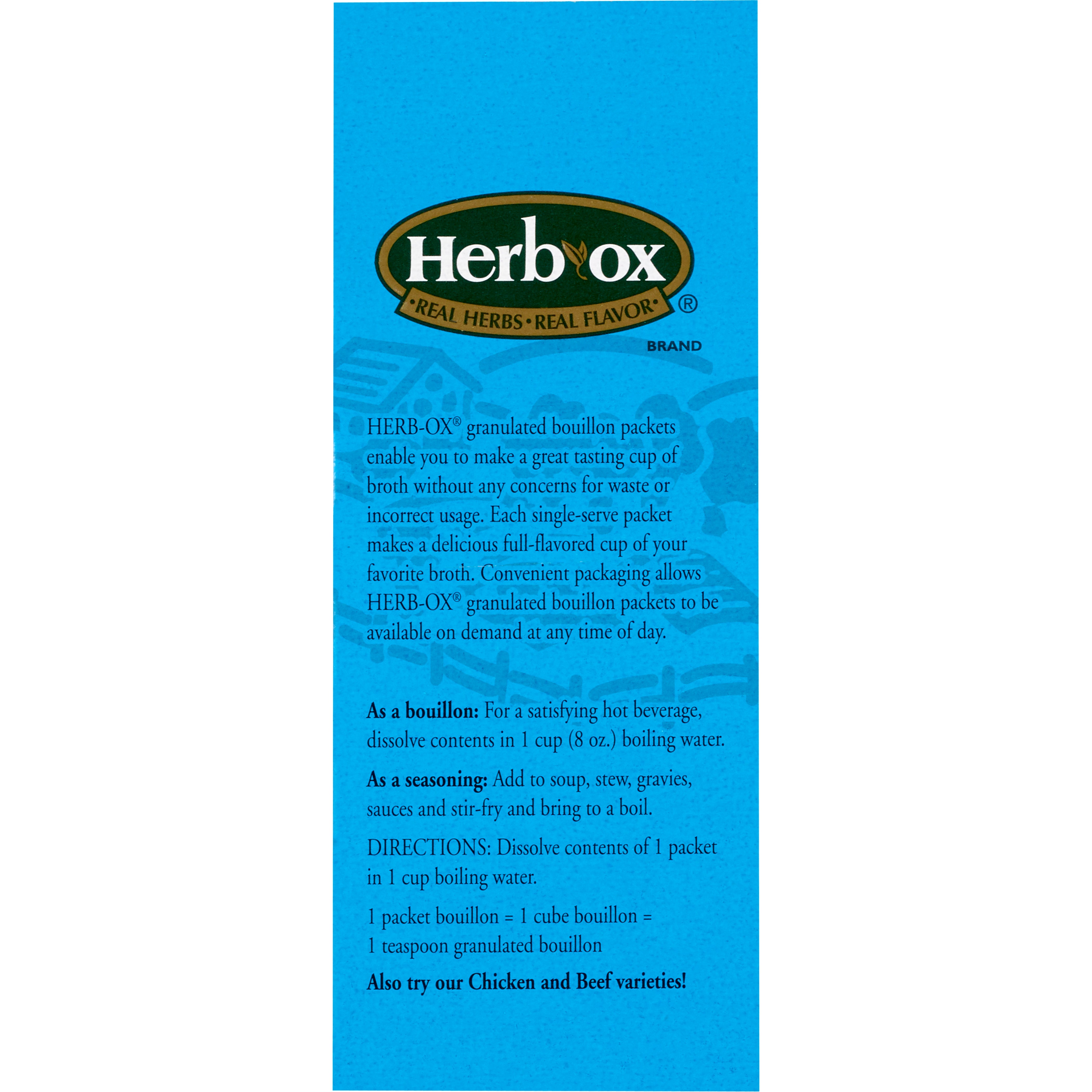 Instant Broth Herb-Ox Vegetable Flavor Liquid 7.5 oz. Individual Packet