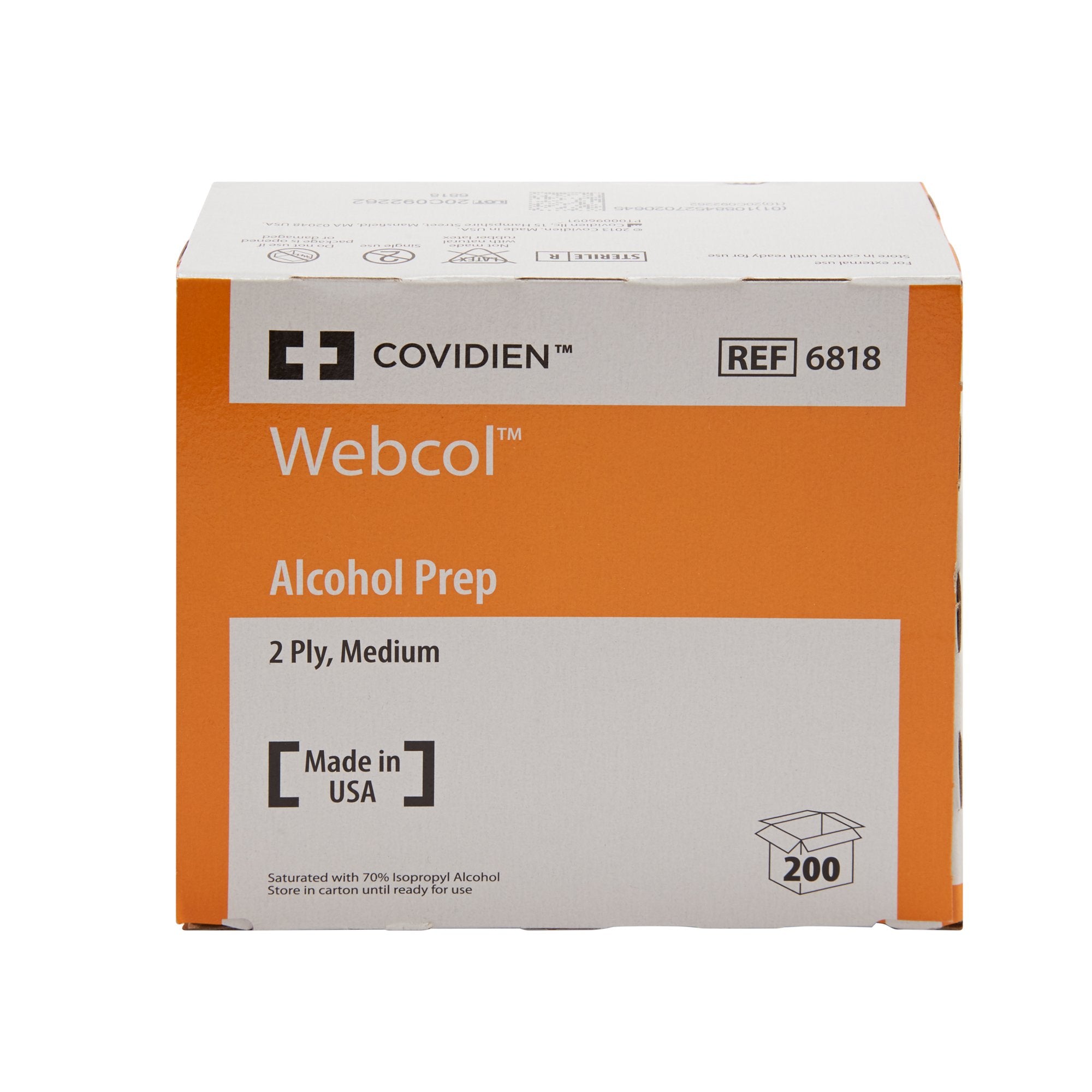 Alcohol Prep Pad Webcol 70% Strength Isopropyl Alcohol Individual Packet Medium Sterile