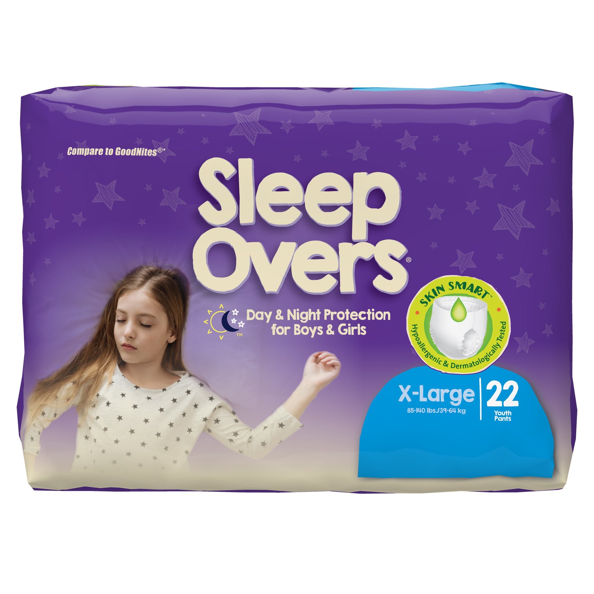 Unisex Youth Absorbent Underwear Cuties Sleep Overs Pull On with Tear Away Seams X-Large Disposable Heavy Absorbency