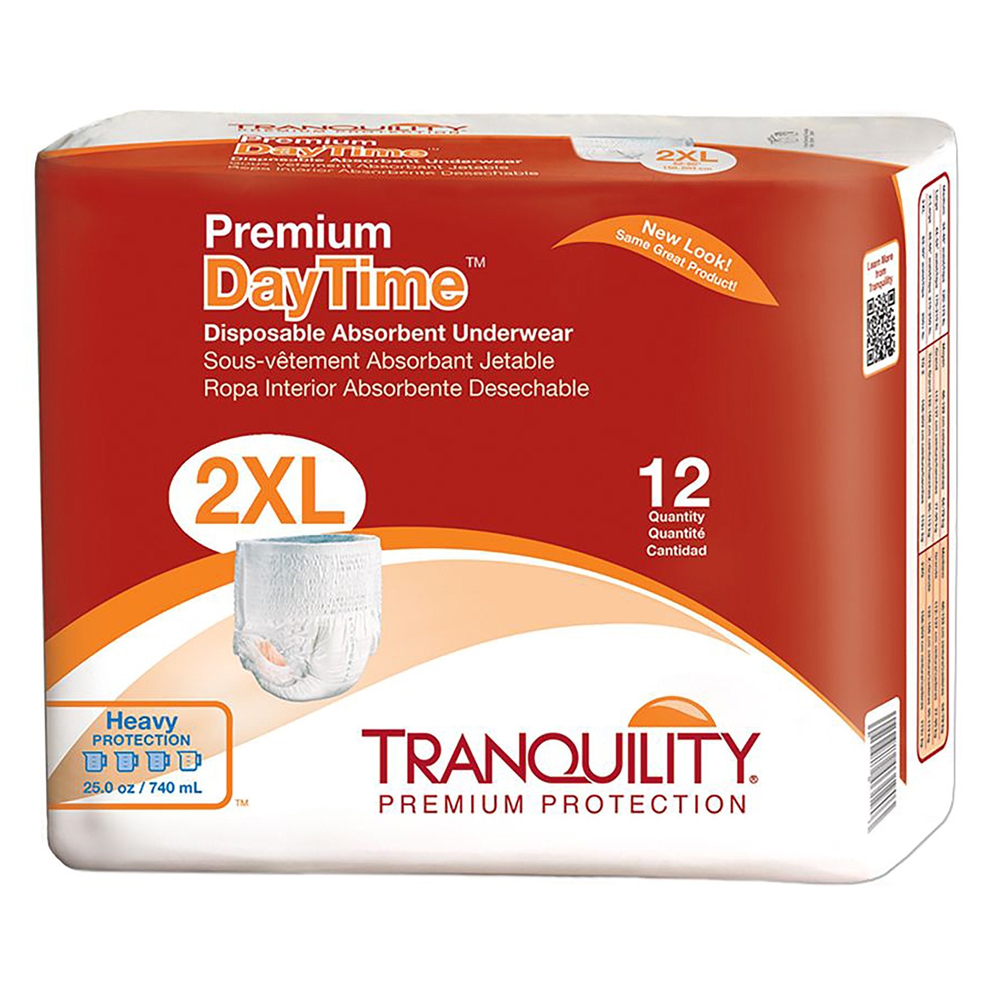 Unisex Adult Absorbent Underwear Tranquility Premium DayTime Pull On with Tear Away Seams 2X-Large Disposable Heavy Absorbency