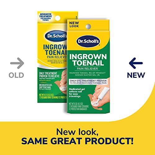 Dr. Scholl's Ingrown Toenail Pain Reliever, 0.3oz / Medicated Gel Softens Nails for Easy Trimming and Foam Ring and Bandage Protect the Affected Area