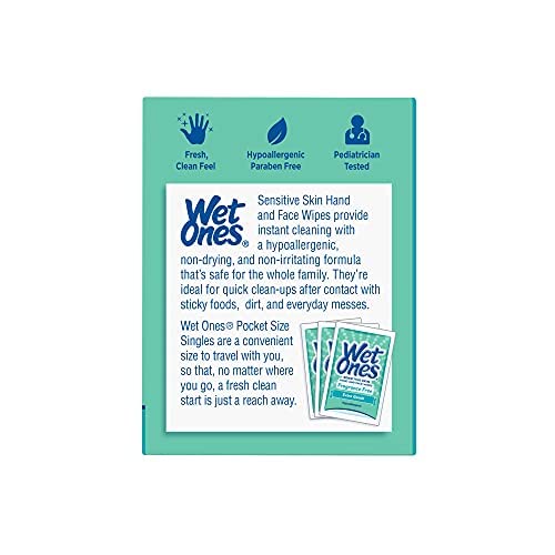 WET ONES Sensitive Skin Hand Wipes, Singles Extra Gentle Fragrance & Alcohol Free 24 ea (Pack of 5)