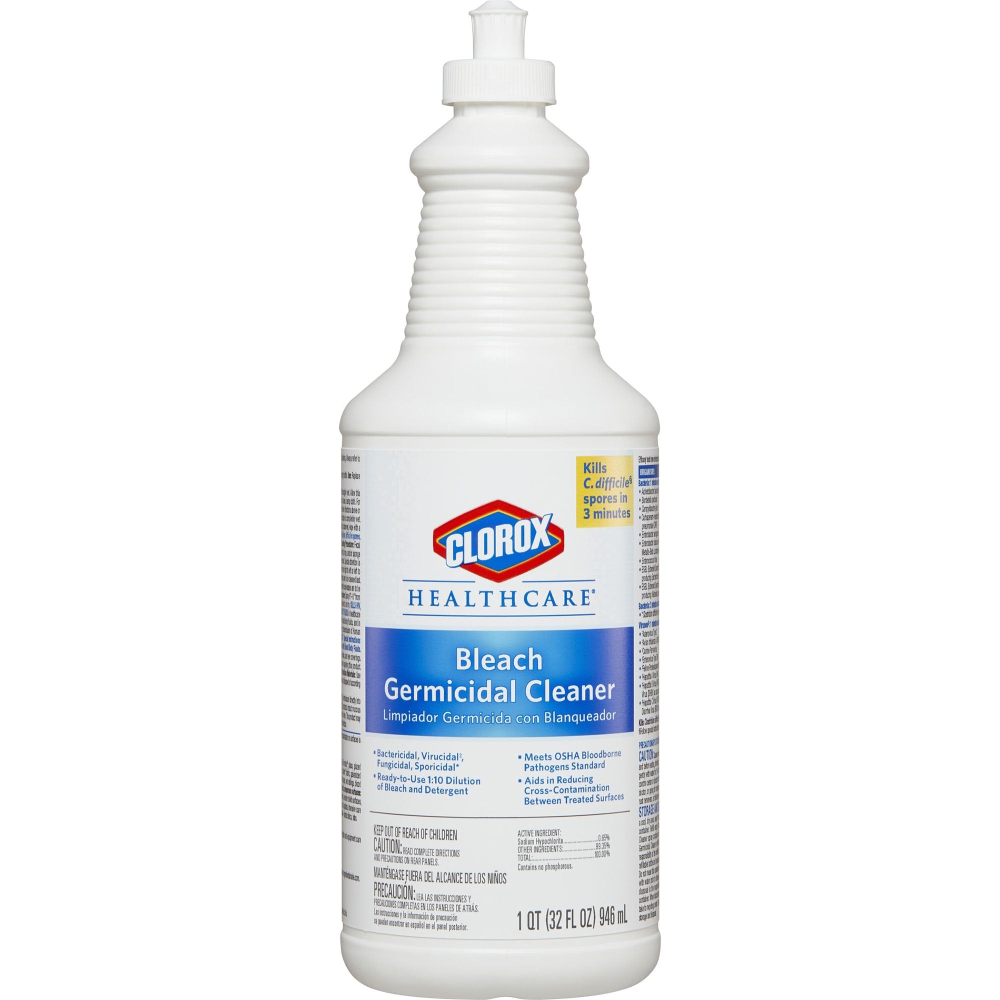 Clorox Healthcare Bleach Germicidal Surface Disinfectant Cleaner Manual Squeeze Liquid 32 oz. Bottle Fruity Floral Bleach Scent NonSterile