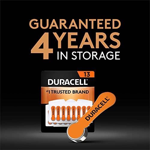 Duracell Hearing Aid Batteries Orange Size 13, 16 Count Pack, 13A Size Hearing Aid Battery with Long-lasting Power, Extra-Long EasyTab Install for Hearing Aid Devices