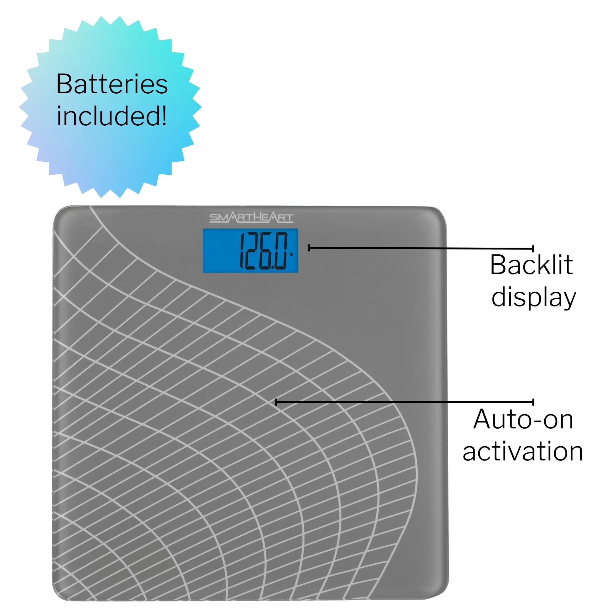 Floor Scale Veridian Digital Display 438 lbs / 199 kg Gray Battery Operated