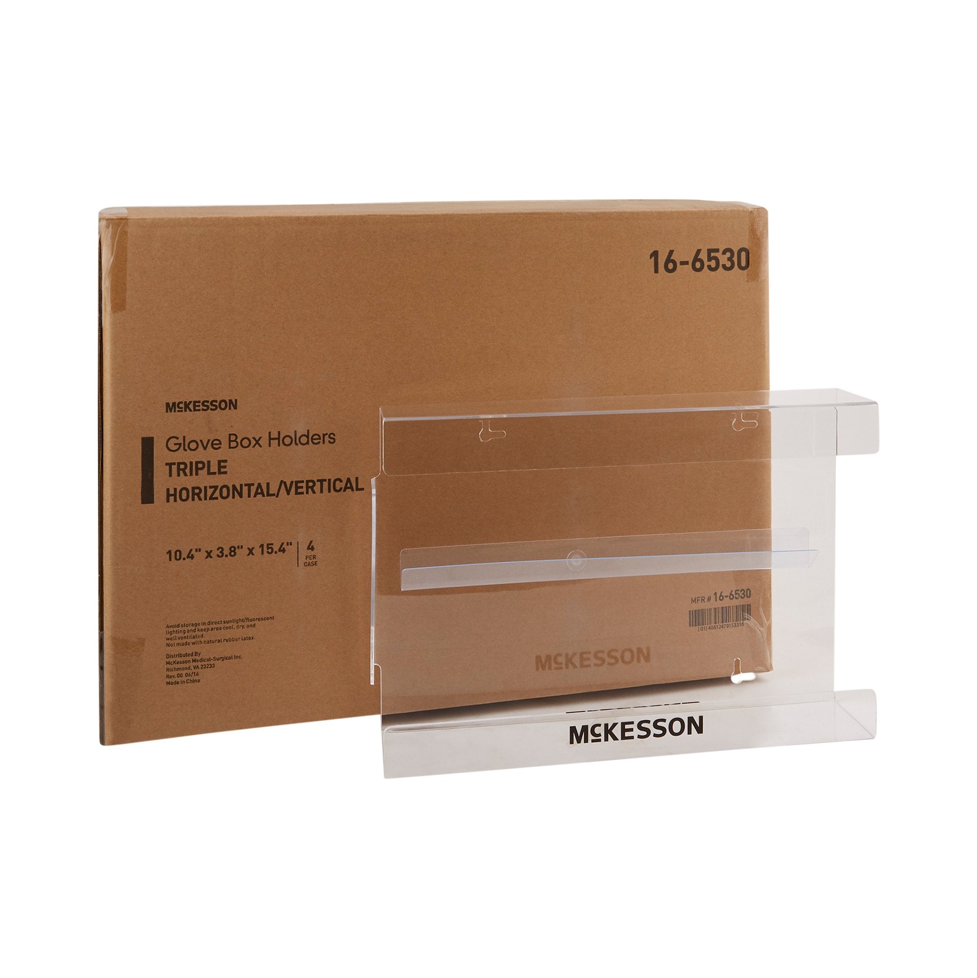 Glove Box Holder McKesson Horizontal or Vertical Mounted 3-Box Capacity Clear 3-1/8 X 10-1/4 X 15-1/4 Inch Plastic