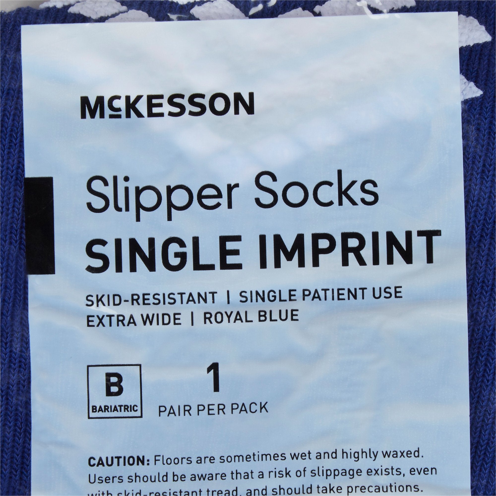 Slipper Socks McKesson Bariatric / Extra Wide Royal Blue Above the Ankle