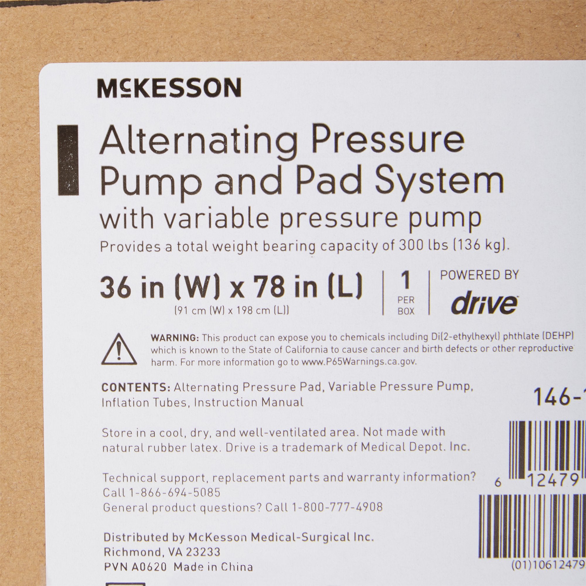 Variable Pressure Pump and Mattress Pad System McKesson Pressure Redistribution 78 L X 36 W Inch For Mattresses