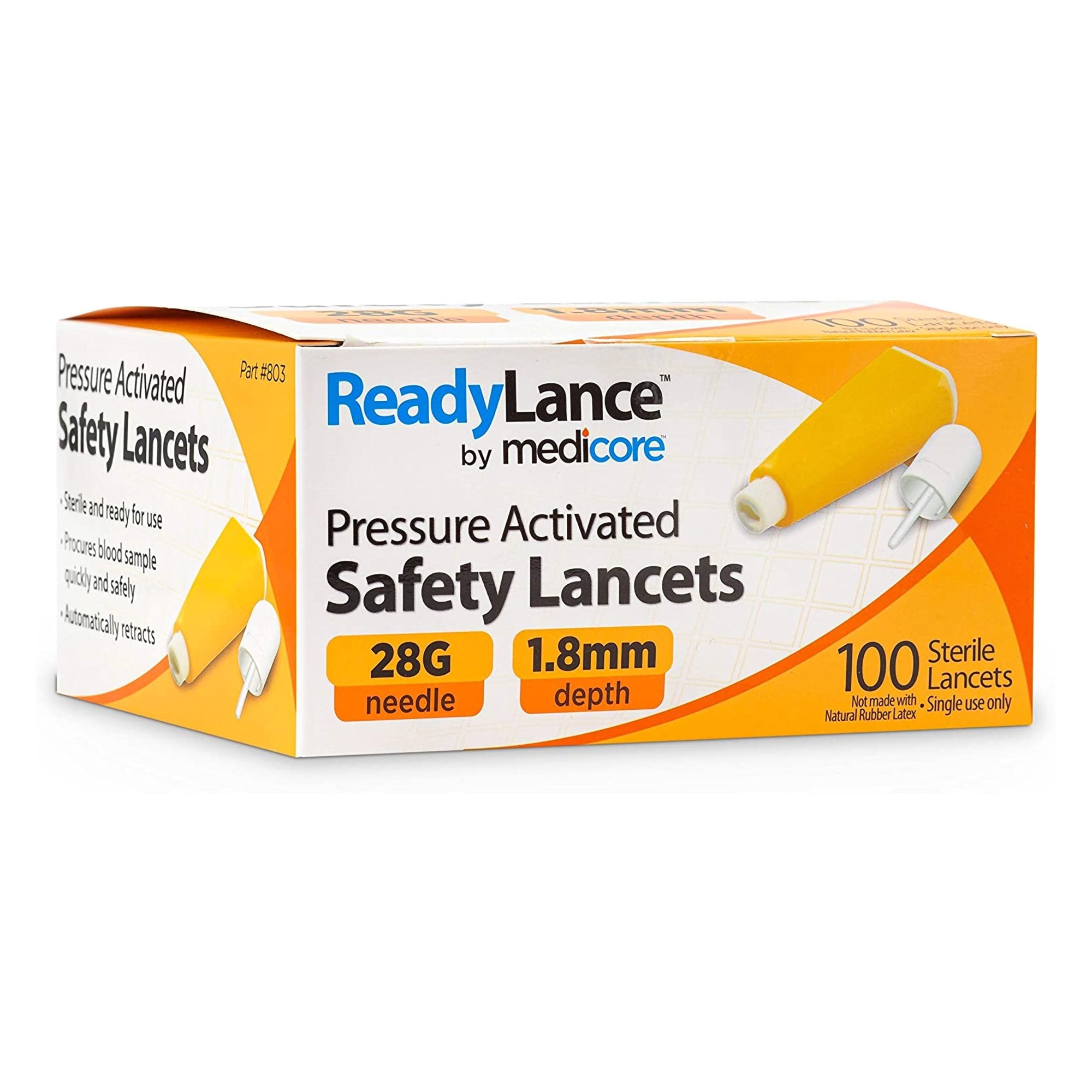 Safety Lancet ReadyLance 28 Gauge Pressure Activated Finger
