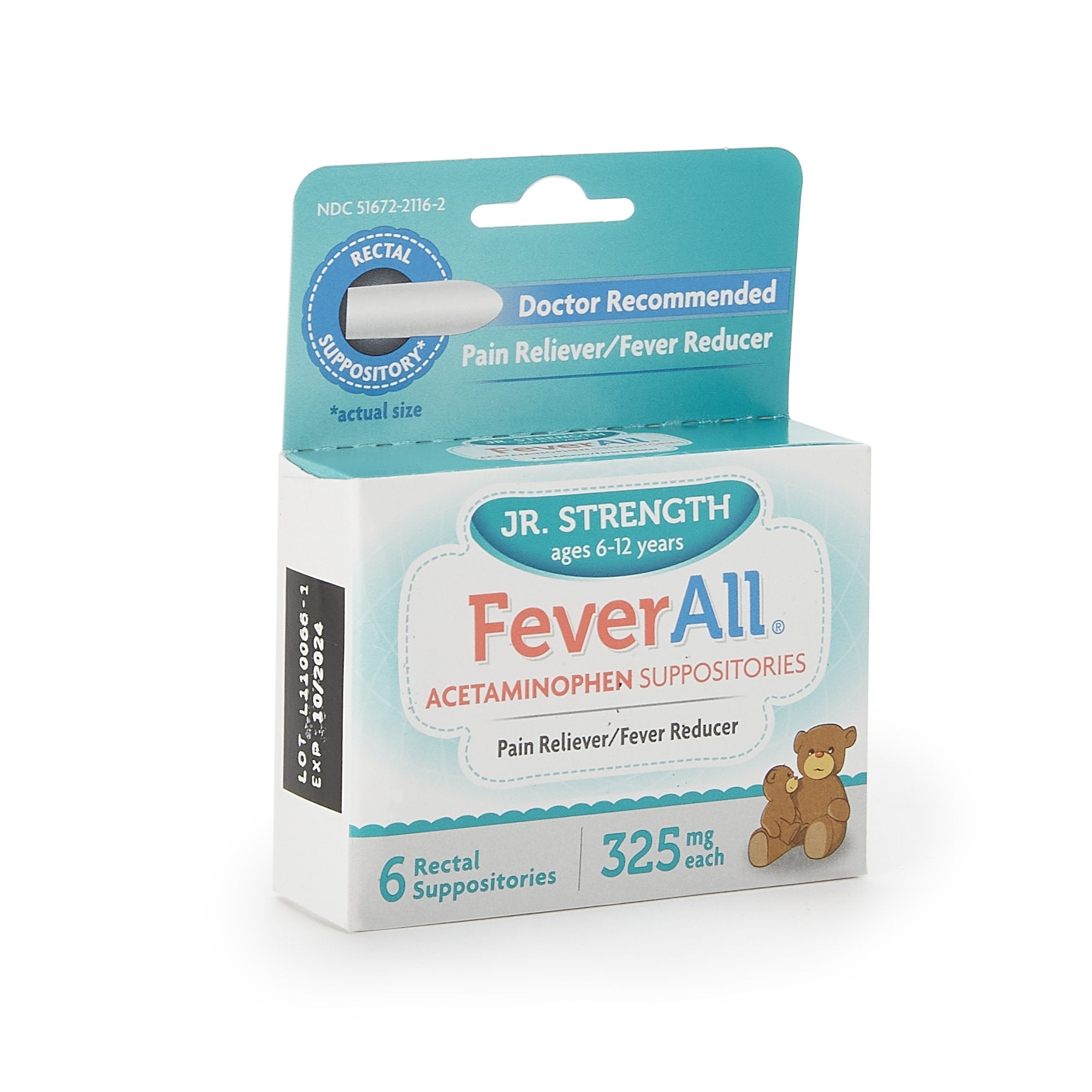 Pain Relief FeverAll 325 mg Strength Acetaminophen Rectal Suppository 6 per Box