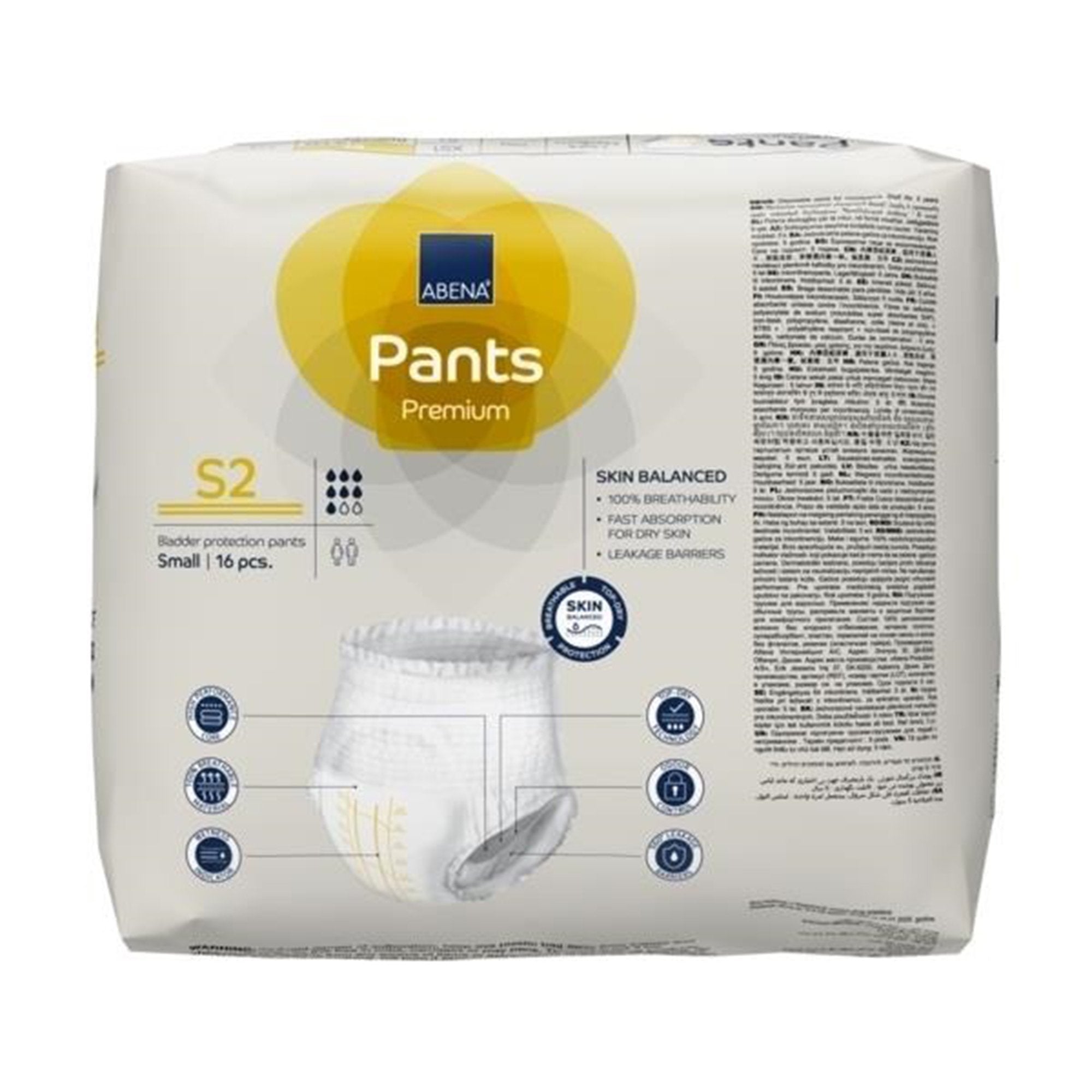 Unisex Adult Absorbent Underwear Abena Premium Pants S2 Pull On with Tear Away Seams Small Disposable Moderate Absorbency