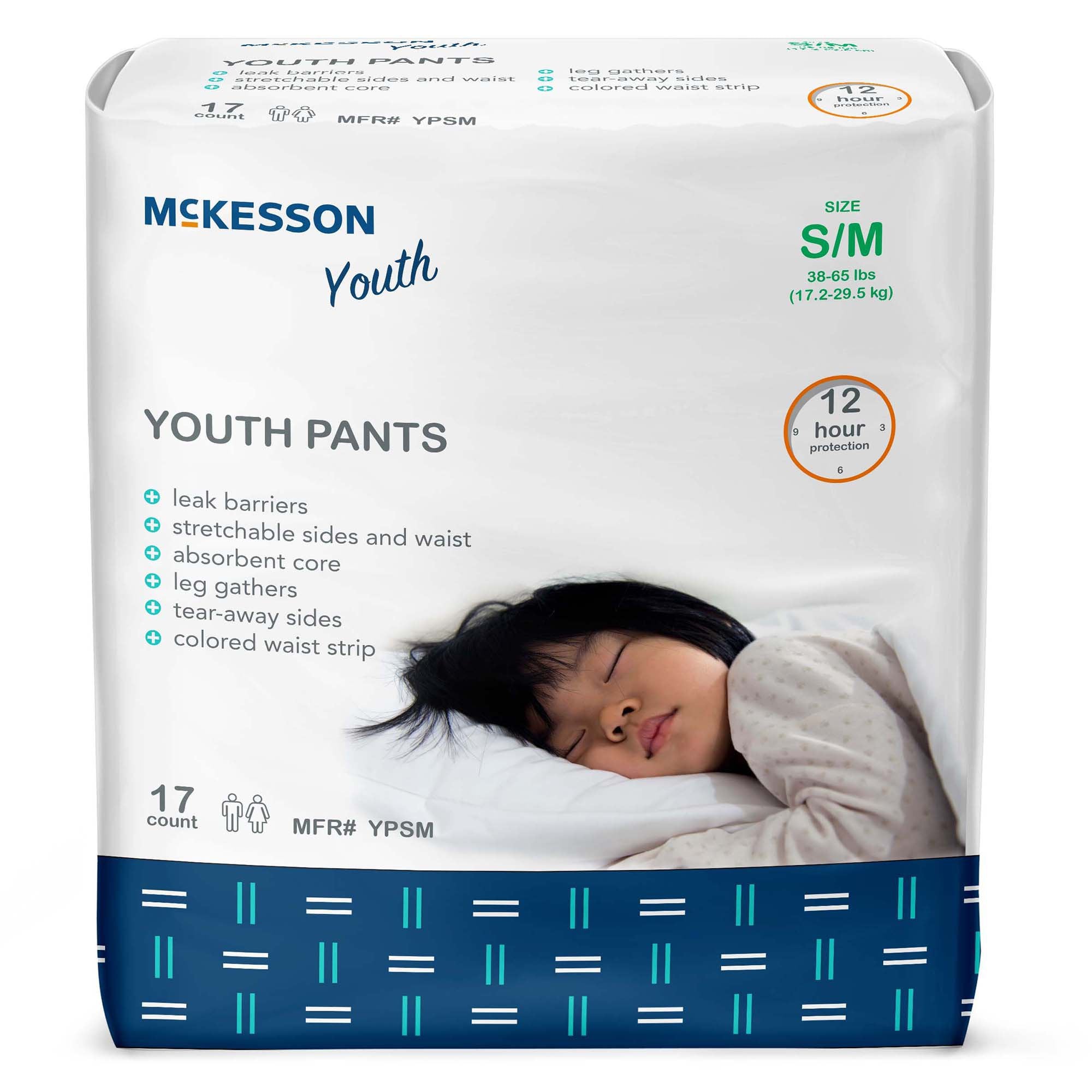 Unisex Youth Absorbent Underwear McKesson Pull On with Tear Away Seams Small / Medium Disposable Heavy Absorbency