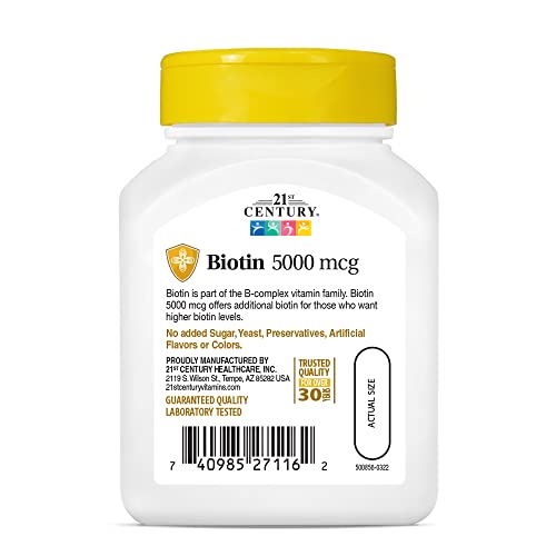 21st Century Biotin, 5,000 mcg, 110 Capsules