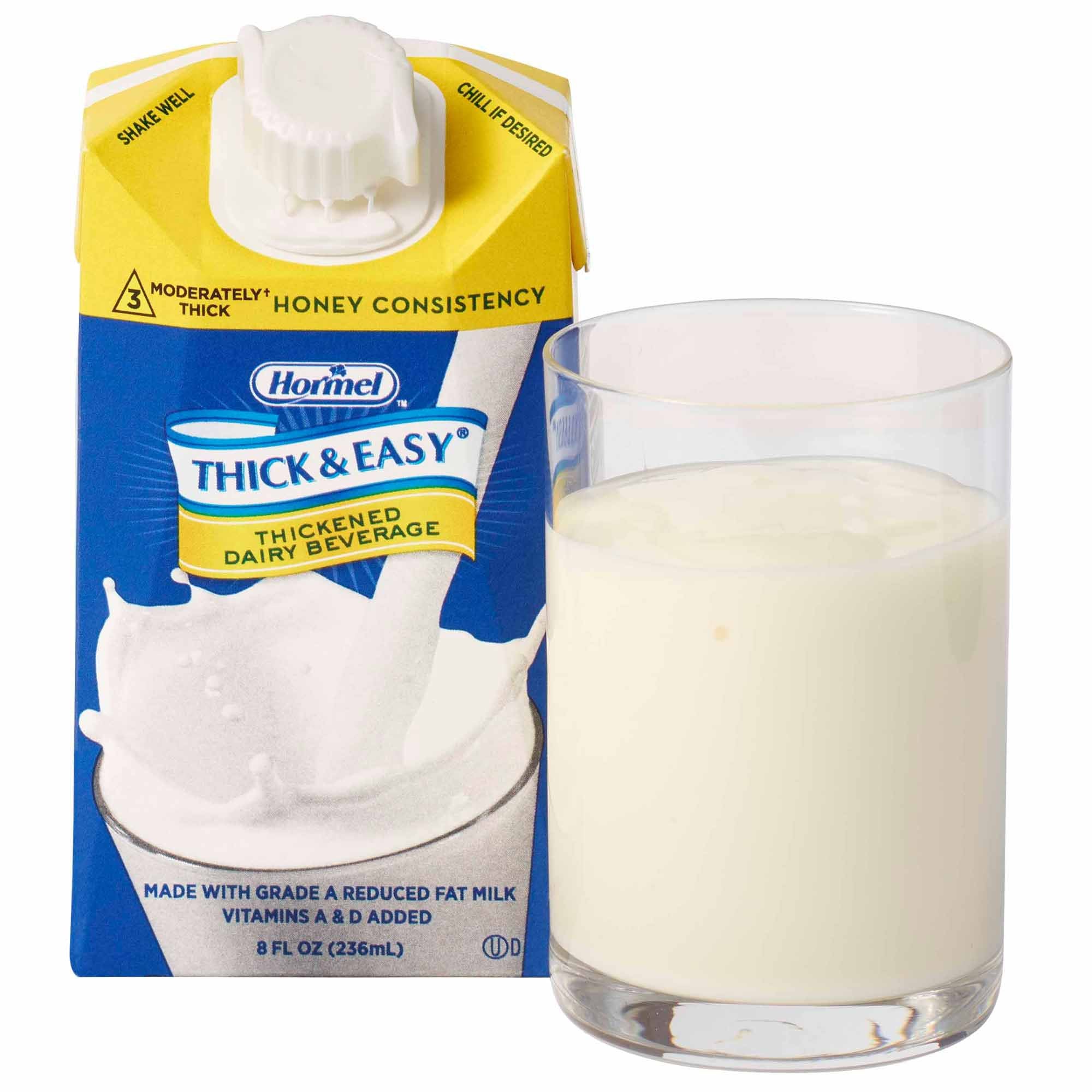 Thickened Beverage Thick & Easy Dairy 8 oz. Carton Milk Flavor Liquid IDDSI Level 3 Moderately Thick/Liquidized