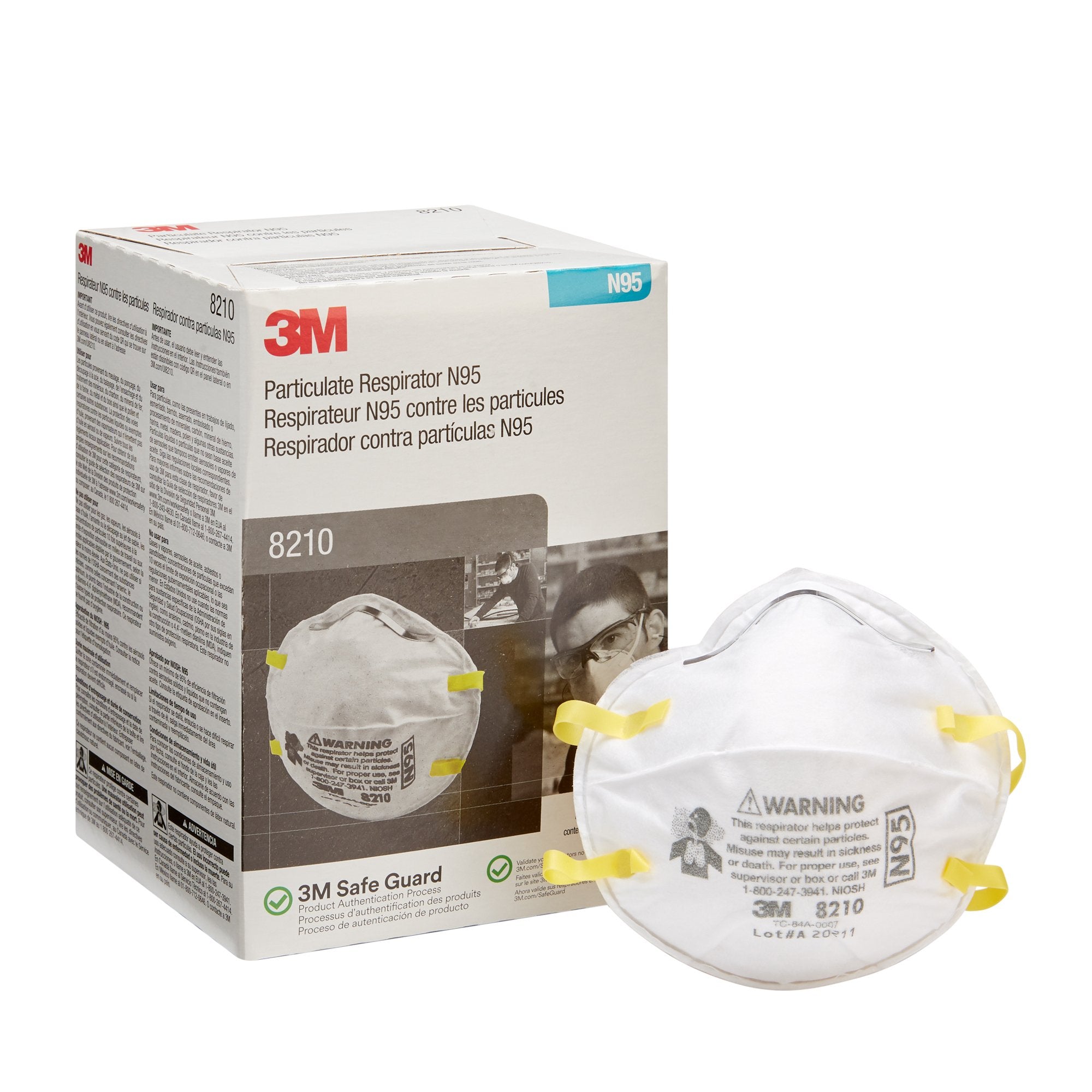 Particulate Respirator Mask 3M Industrial N95 Cup Elastic Strap One Size Fits Most White NonSterile Not Rated Adult