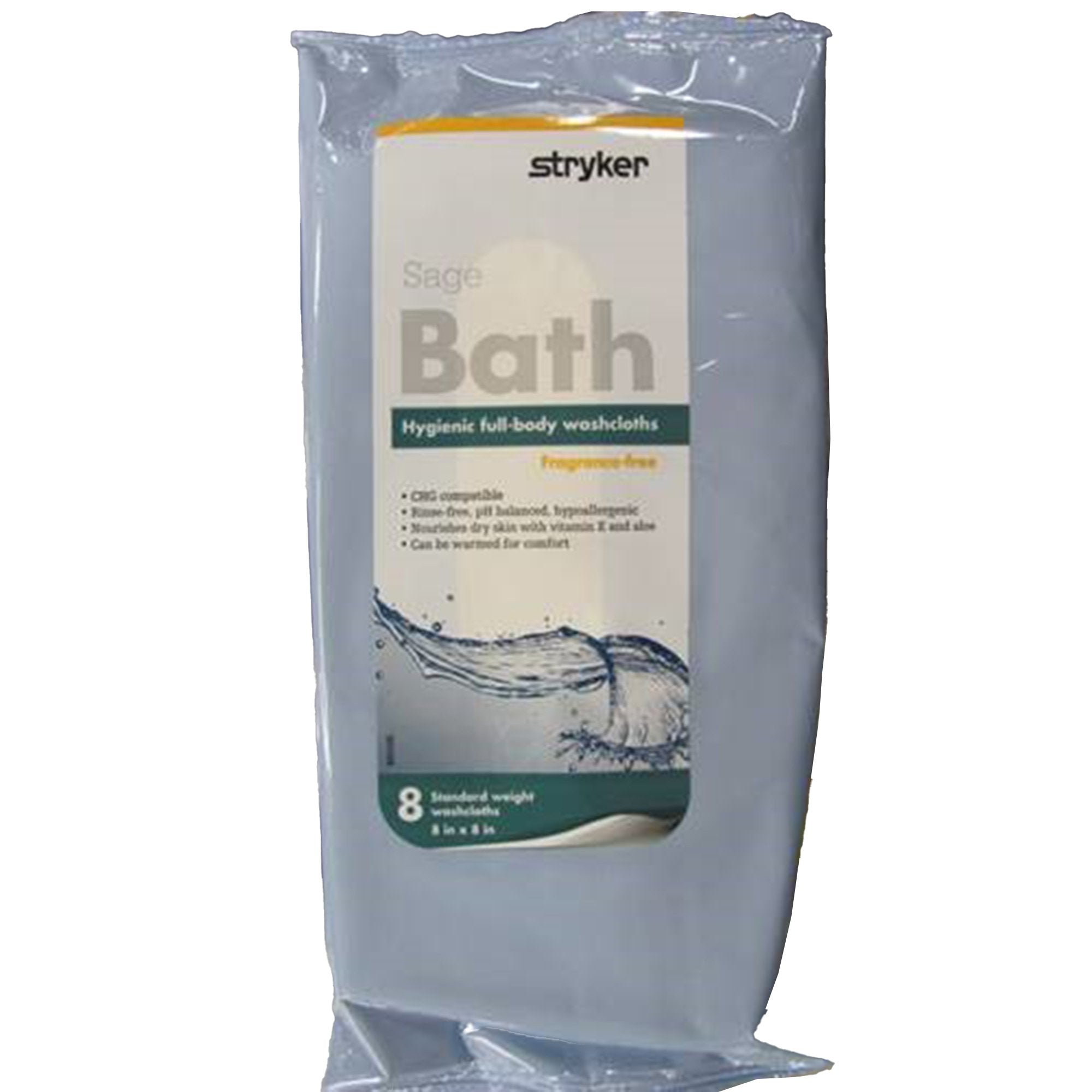 Rinse-Free Bath Wipe Sage Bath Soft Pack Purified Water / Methylpropanediol / Glycerin / Aloe Unscented 8 Count
