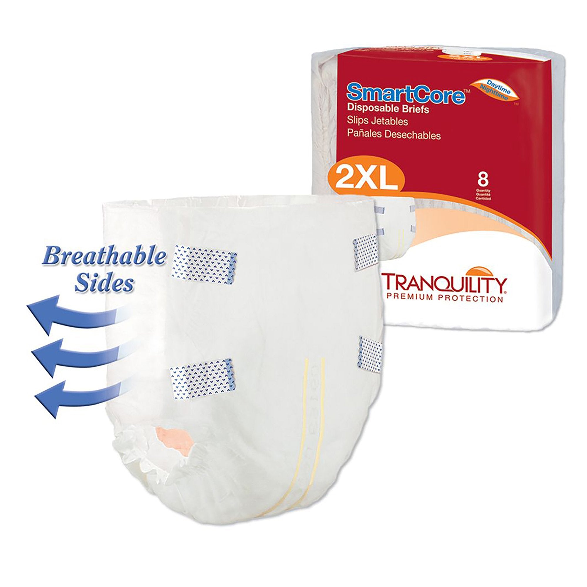 Unisex Adult Incontinence Brief Tranquility SmartCore 2X-Large Disposable Heavy Absorbency