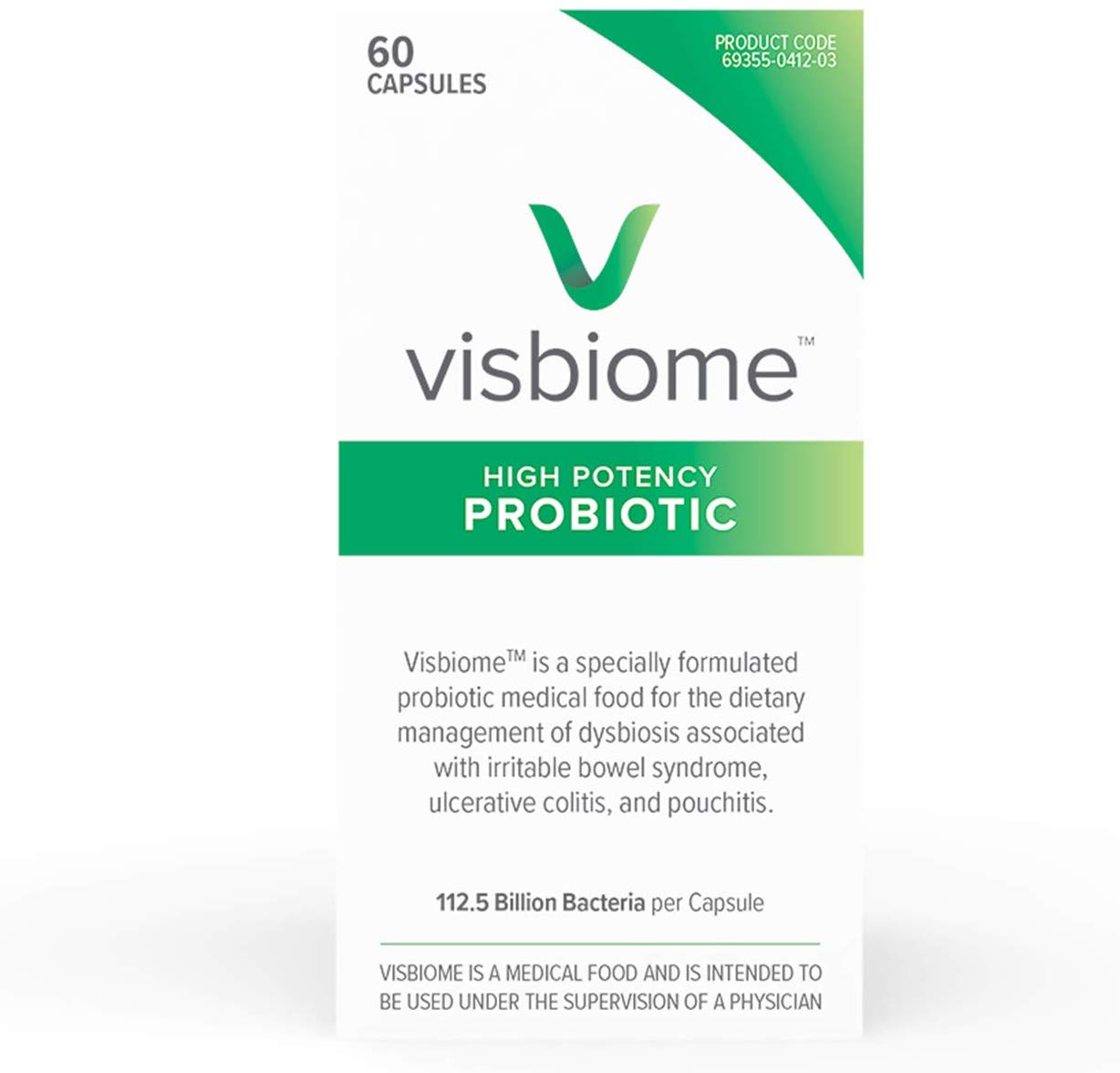 Visbiome - High Potency Probiotics, 112.5 Billion CFU Live Bacteria-60 capsules (1pk)