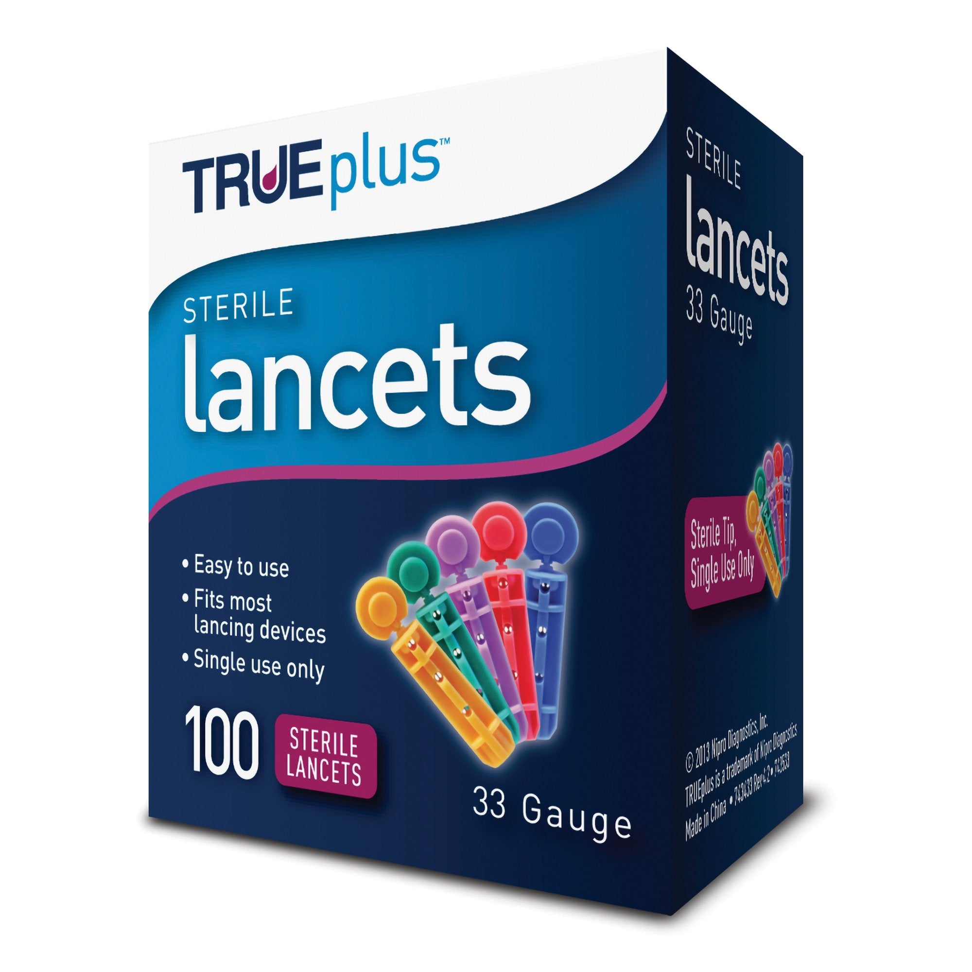 Lancet for Lancing Device TRUEplus 33 Gauge Twist Off Cap Non-Safety Twist Off Cap Finger