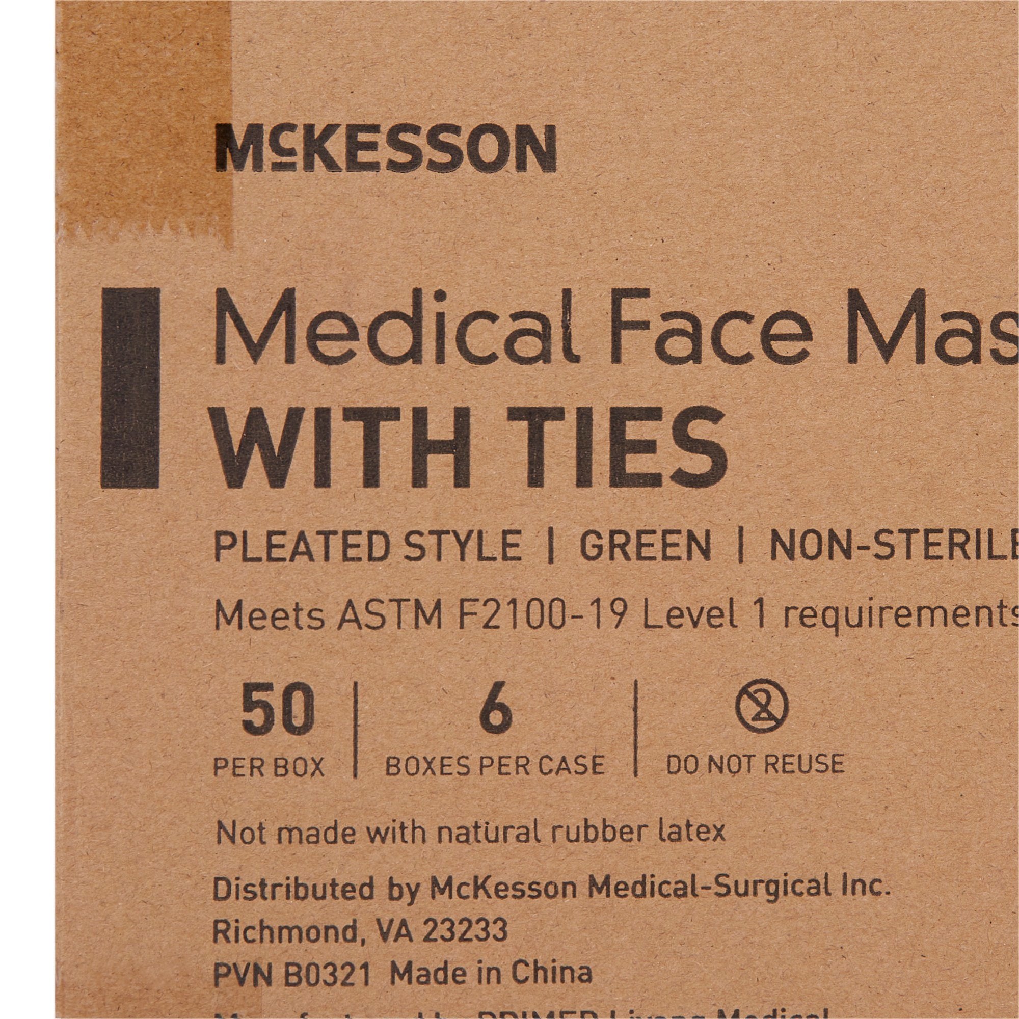 Surgical Mask McKesson Anti-fog Pleated Tie Closure One Size Fits Most Green NonSterile ASTM Level 1 Adult