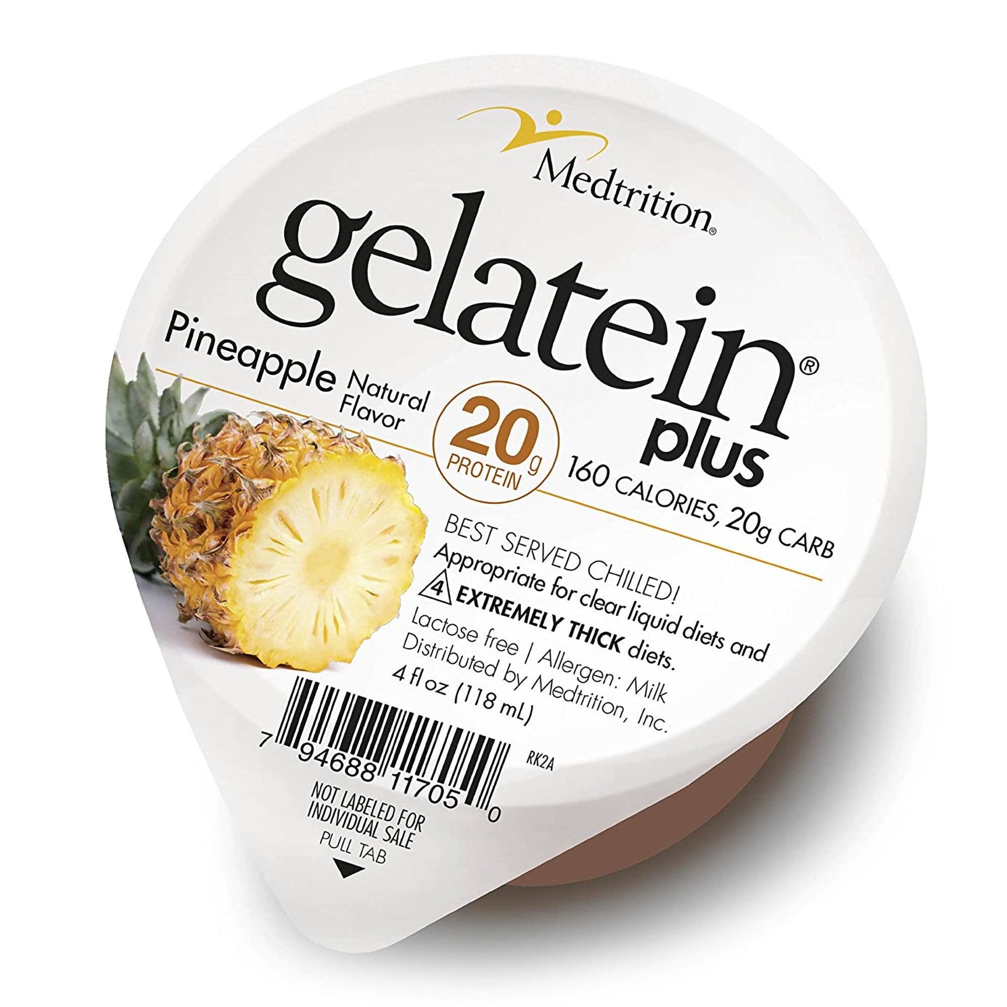 Oral Supplement Gelatein Plus Pineapple Flavor Gel 4 oz. Cup