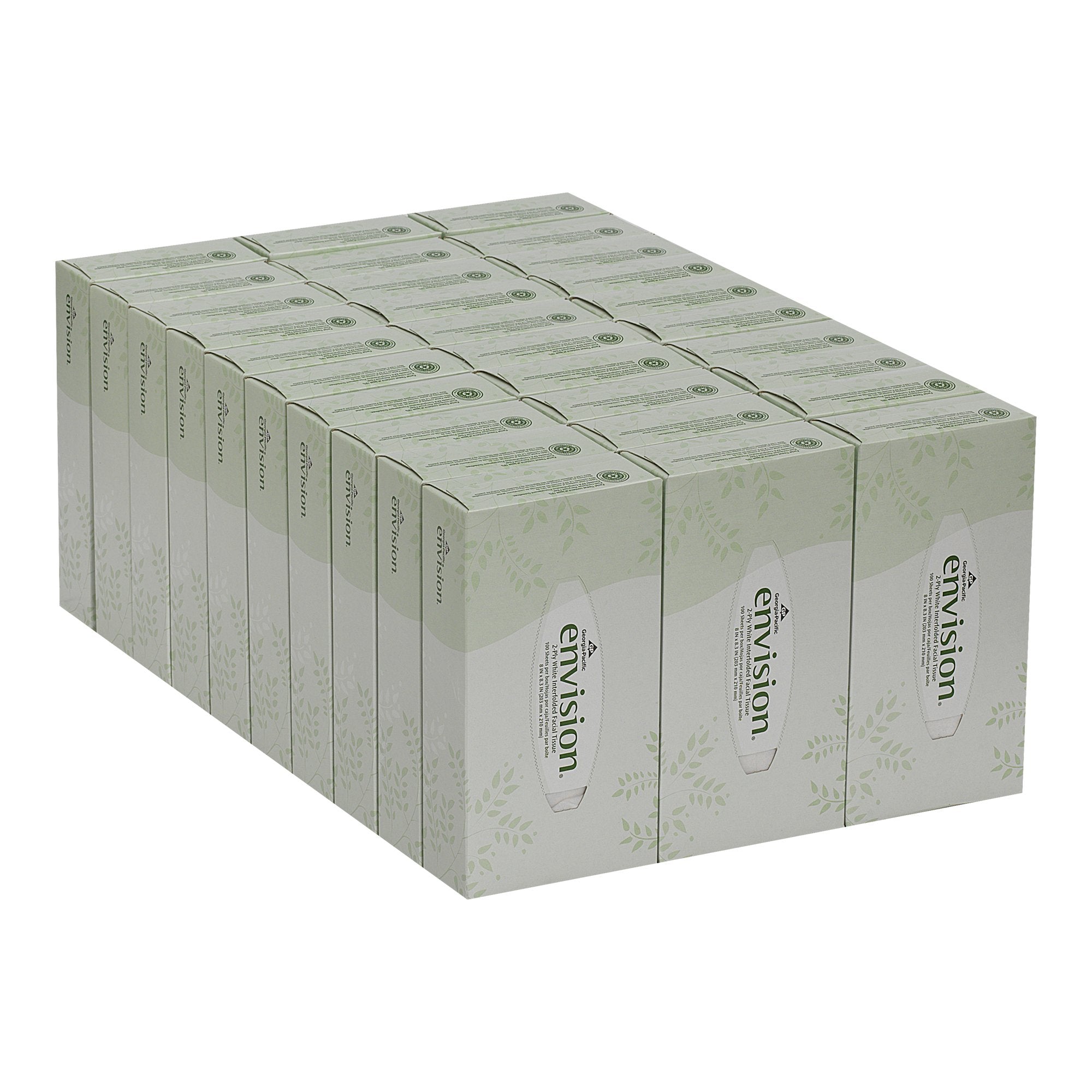 Envision Facial Tissue White 8 X 8-3/10 Inch 100 Count