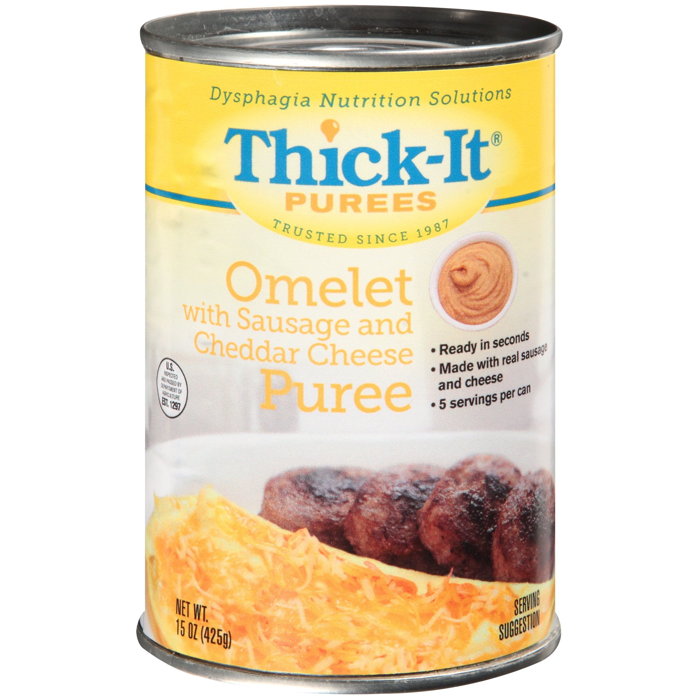 Thickened Food Thick-It 15 oz. Can Sausage / Cheese Omelet Flavor Puree IDDSI Level 4 Extremely Thick/Pureed