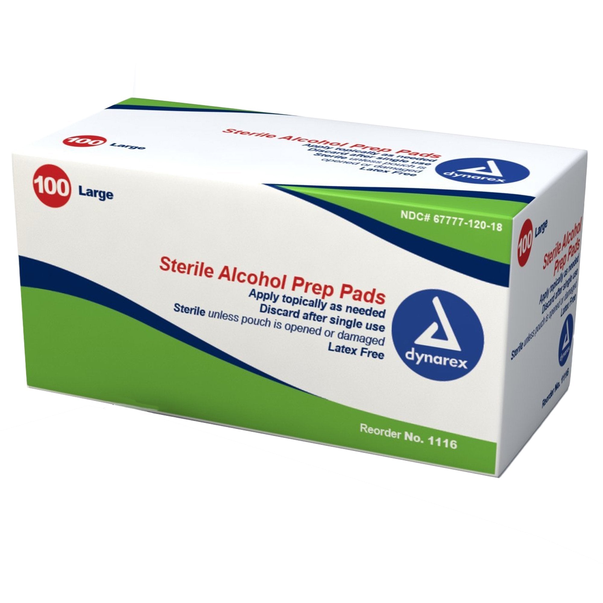 Alcohol Prep Pad Dynarex 70% Strength Isopropyl Alcohol Individual Packet Large Sterile