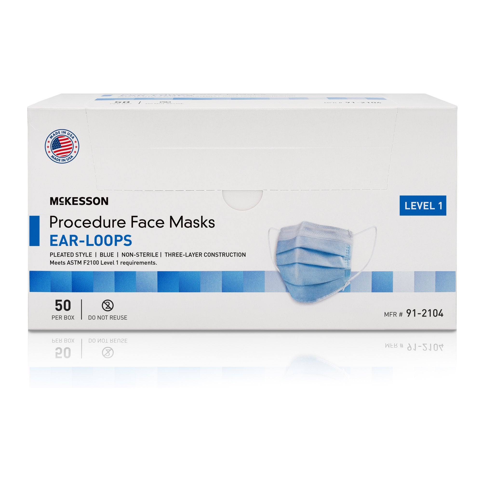 Procedure Mask McKesson Earloops One Size Fits Most Blue NonSterile ASTM Level 1 Adult