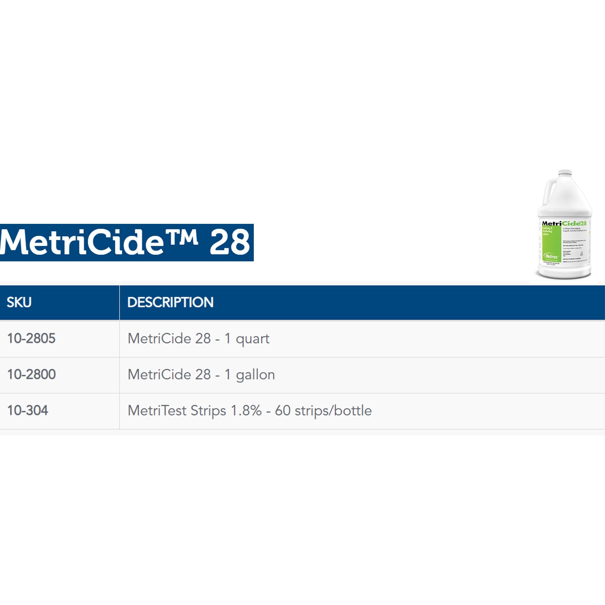 Glutaraldehyde High-Level Disinfectant MetriCide 28 Activation Required Liquid 1 gal. Jug Max 28 Day Reuse
