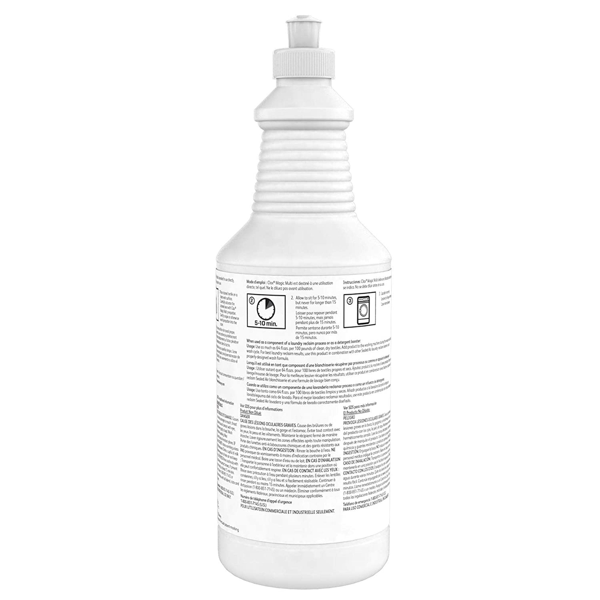 Laundry Stain Remover Clax Magic Multi 32 oz. Squeeze Bottle Liquid Surfactant Scent