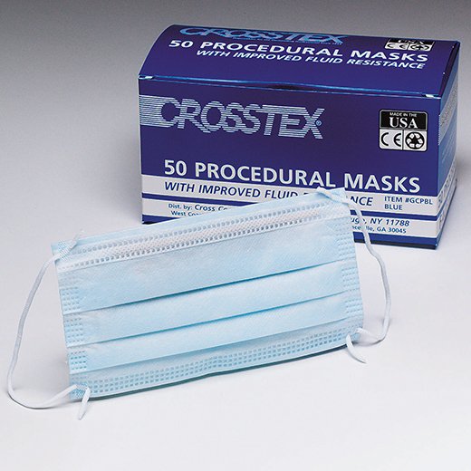 Procedure Mask Pleated Earloops One Size Fits Most Blue NonSterile ASTM Level 2 Adult