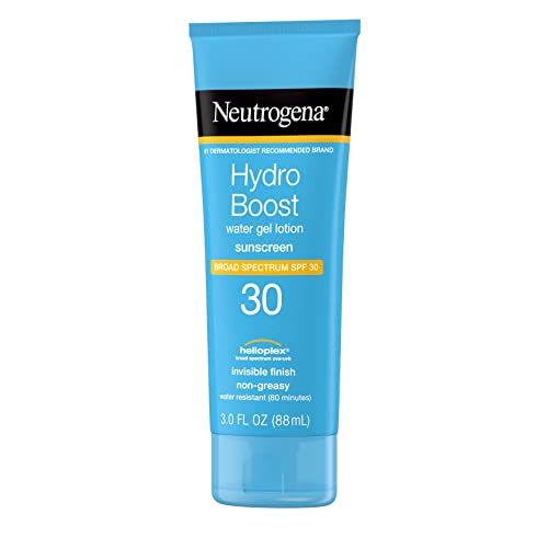 Neutrogena Hydro Boost Water Gel Non-Greasy Moisturizing Sunscreen Lotion with Broad Spectrum SPF 30, Water-Resistant Hydrating Sunscreen Lotion, 3 fl. Oz (Pack of 3)