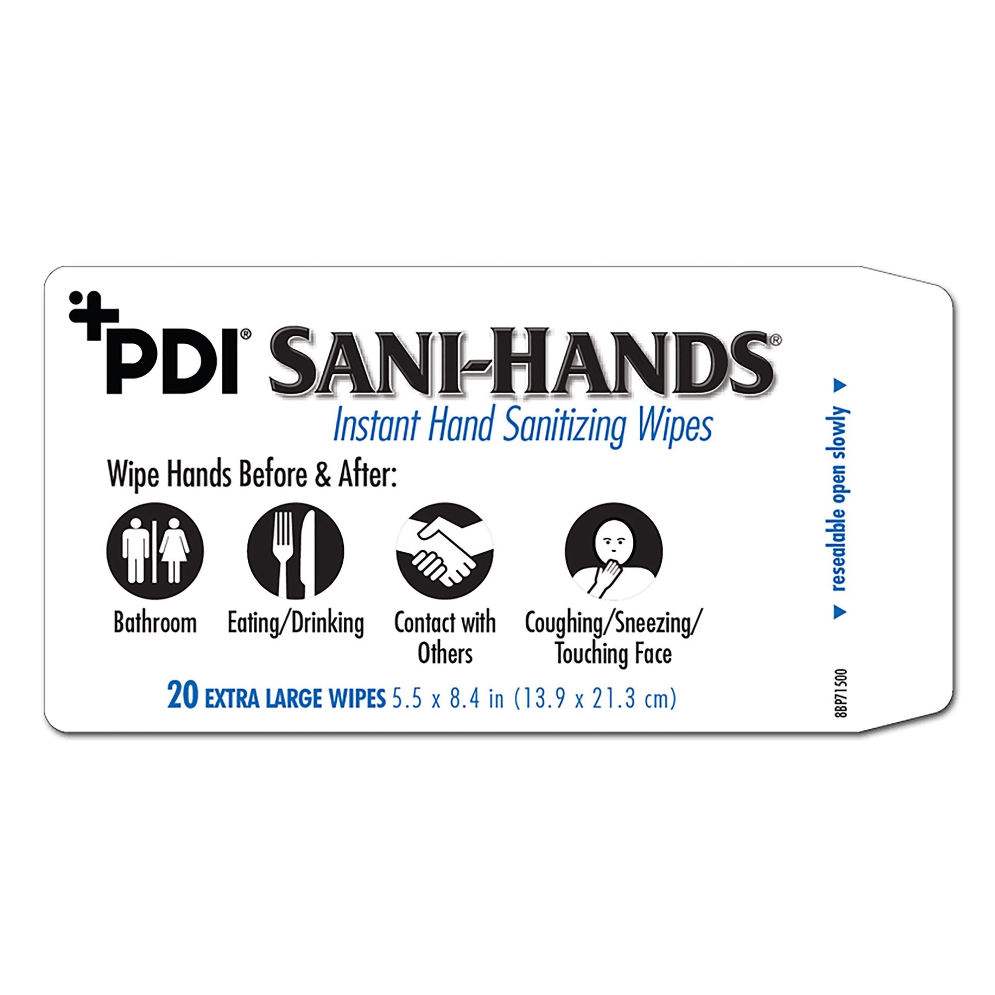 Hand Sanitizing Wipe Sani-Hands 20 Count Ethyl Alcohol Wipe Soft Pack