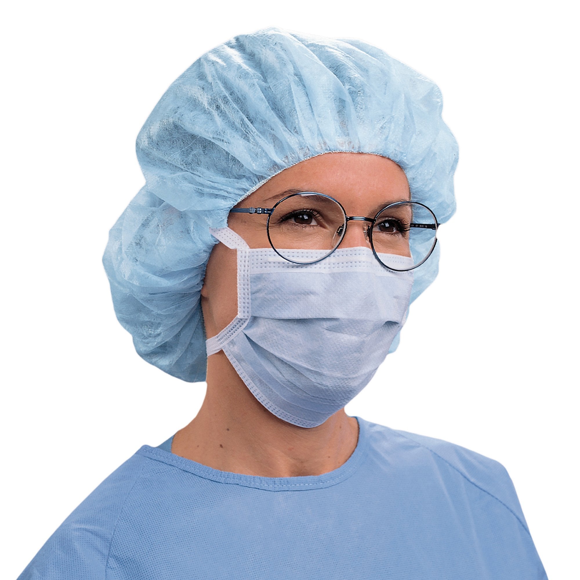 Surgical Mask Anti-fog Foam Pleated Tie Closure One Size Fits Most Blue NonSterile Not Rated Adult