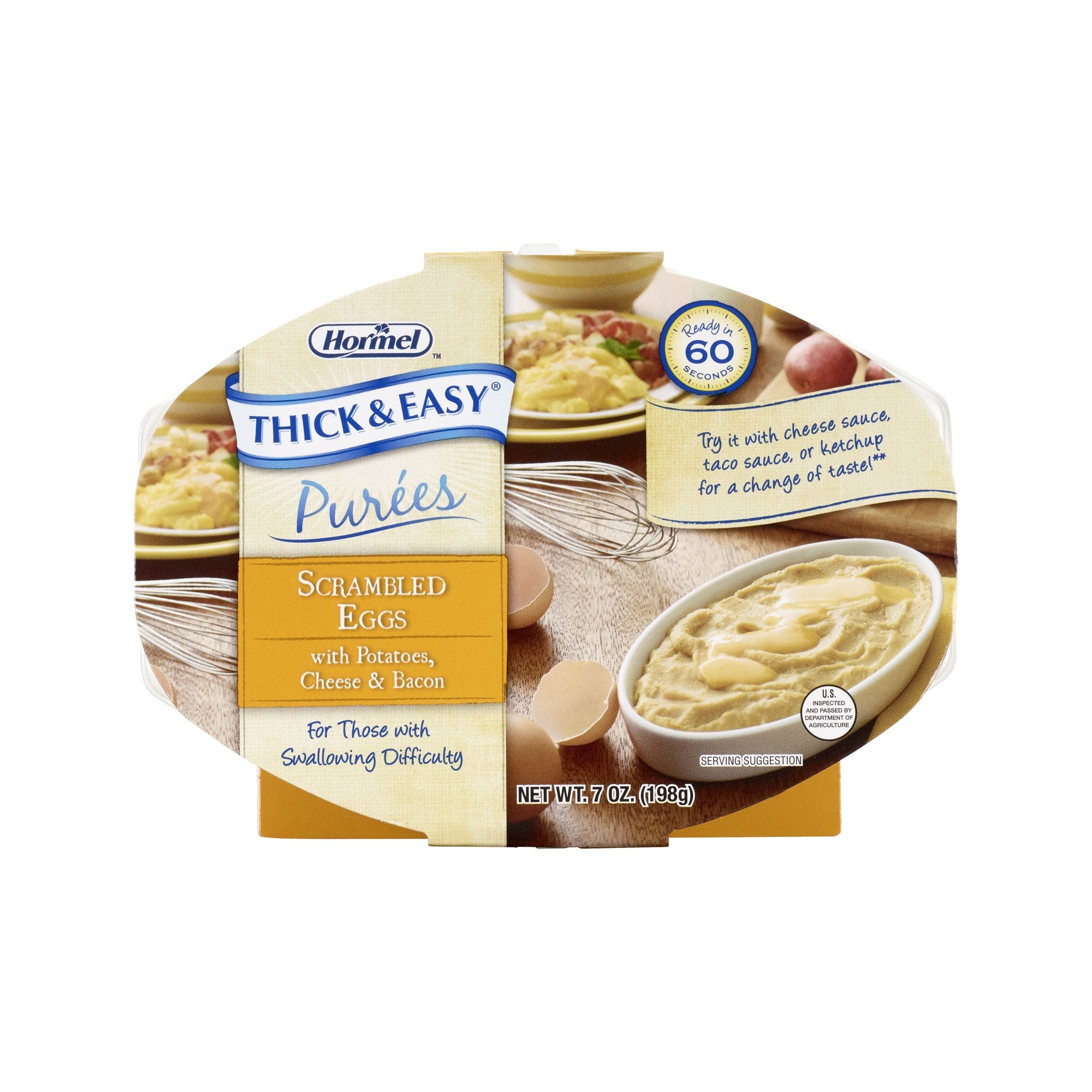 Thickened Food Thick & Easy Purees 7 oz. Tray Scrambled Eggs / Potatoes Flavor Puree IDDSI Level 2 Mildly Thick