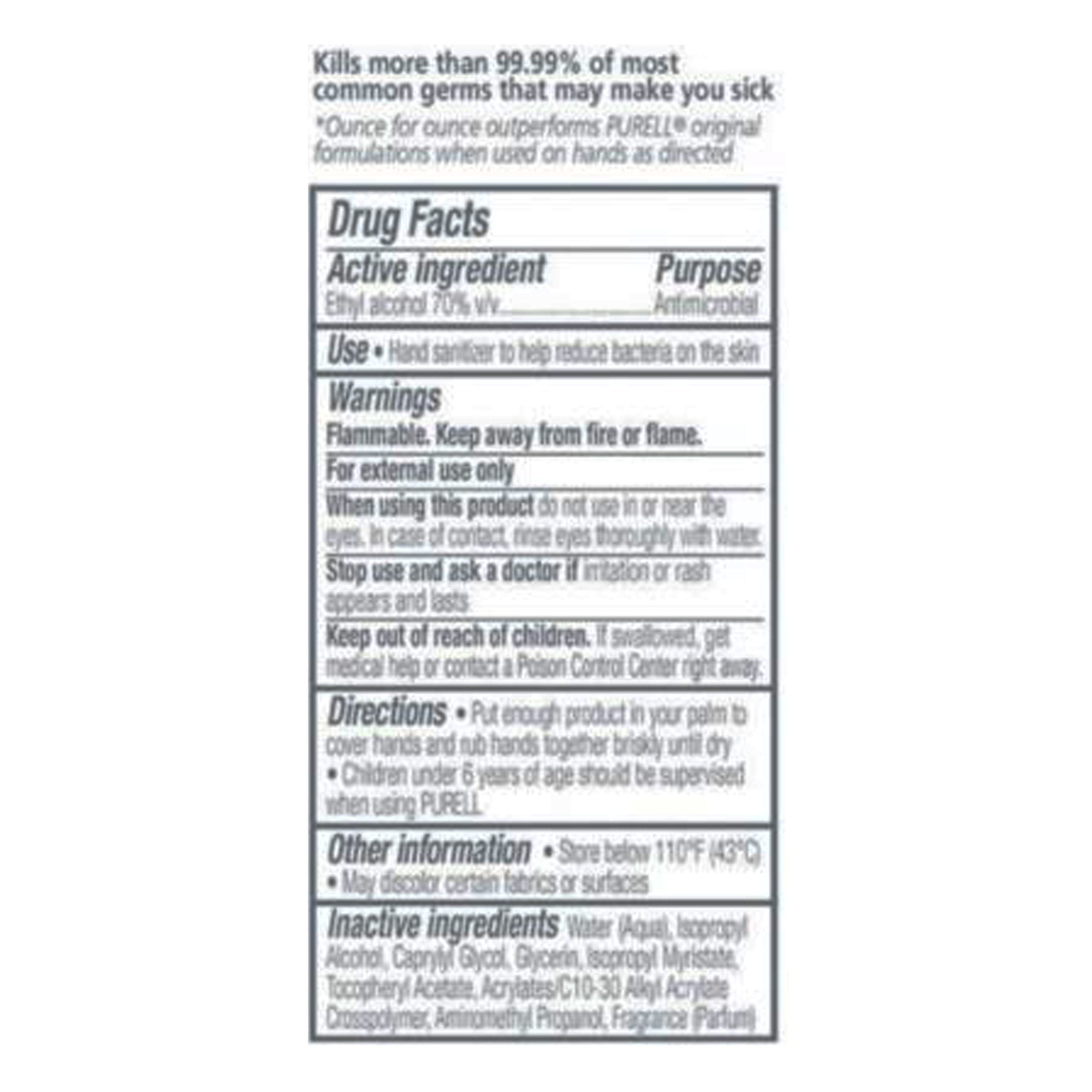Hand Sanitizer Purell Advanced 4.25 oz. Ethyl Alcohol Gel Bottle