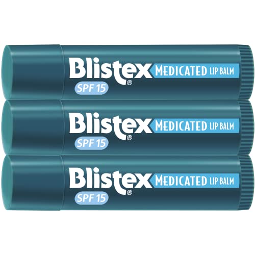 Blistex Medicated Lip Balm, 0.15 Ounce, Pack of 3  Prevent Dryness & Chapping, SPF 15 Sun Protection, Seals in Moisture, Hydrating Lip Balm, Easy Glide Formula for Full Coverage
