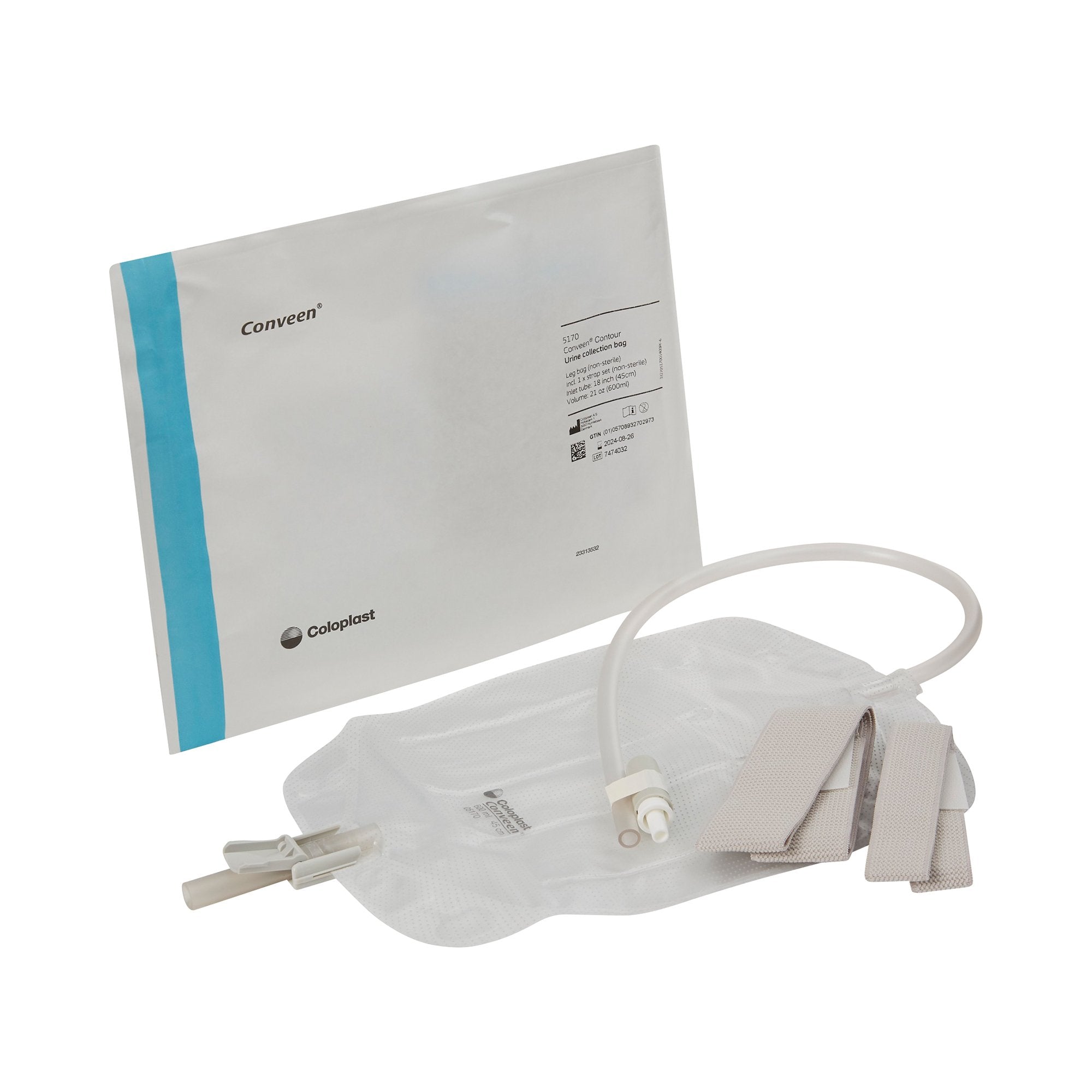 Urinary Leg Bag Conveen Security+ Anti-Reflux Valve Sterile 600 mL Polyethylene / Flocked