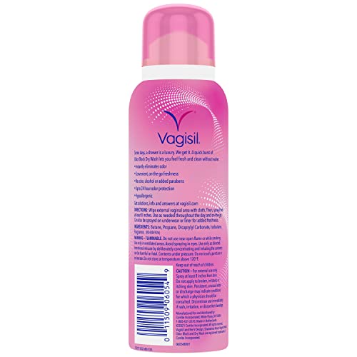 Vagisil Odor Block Dry Wash Spray for Feminine Hygiene, Gynecologist Tested, 2.6 Ounces (Packaging May Vary)