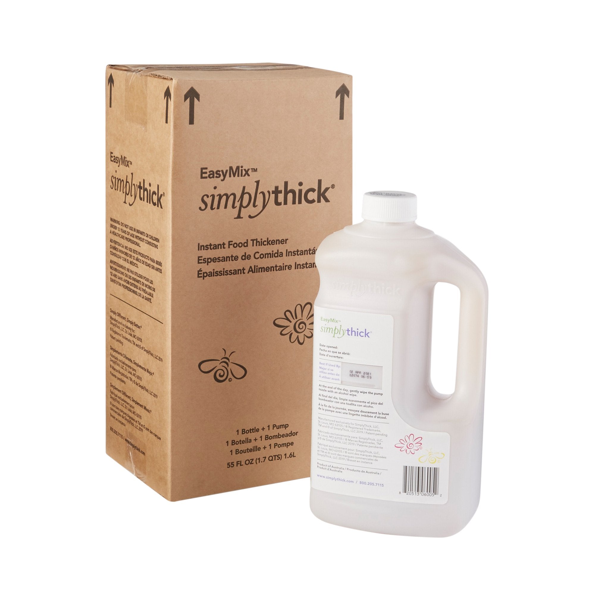 Food and Beverage Thickener SimplyThick Easy Mix 1.6 Liter Pump Bottle Unflavored Gel IDDSI Level 2 Mildly Thick